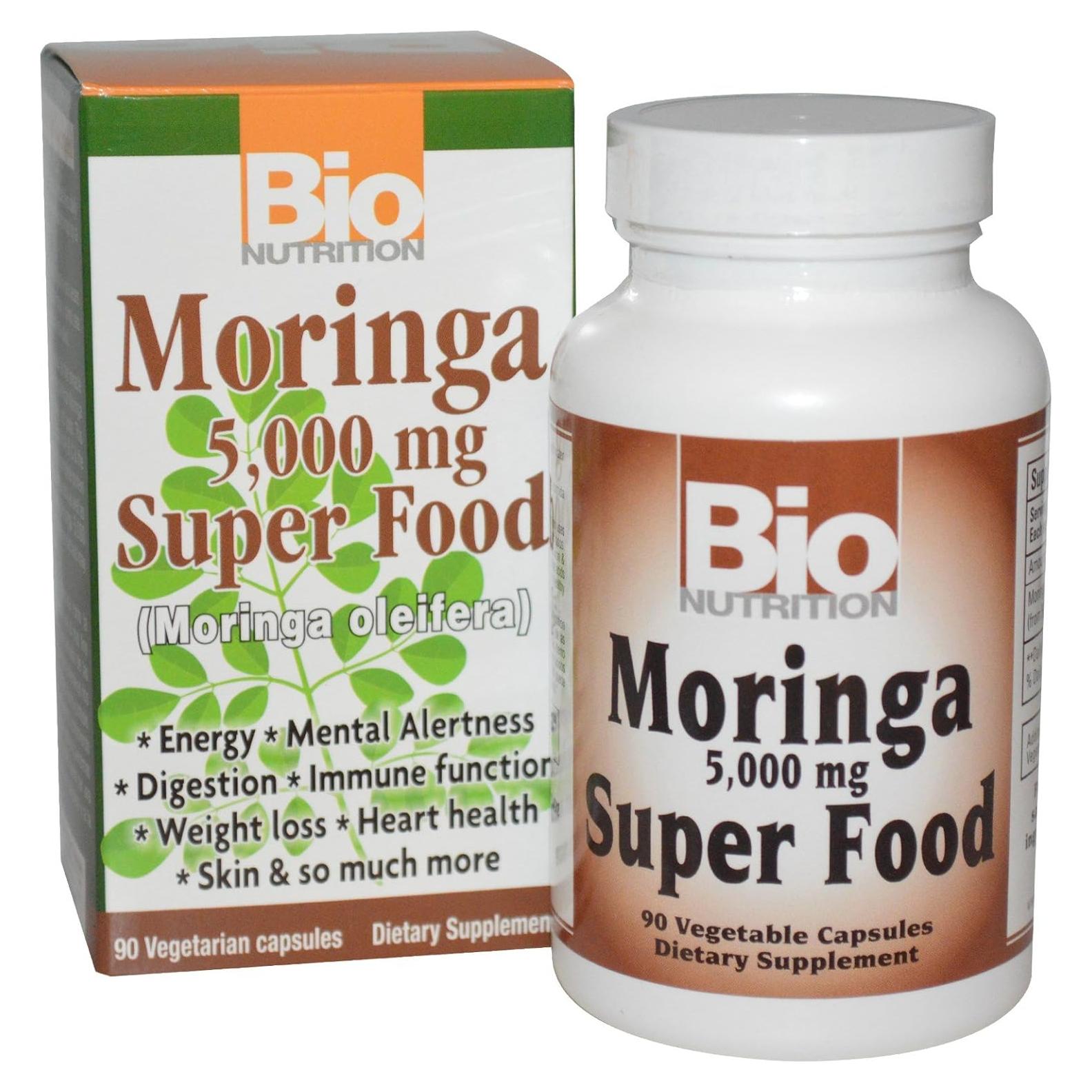Suplemento Moringa Oleifera Bio Nutrition 5000mg 90 Cápsulas Vegetarianas