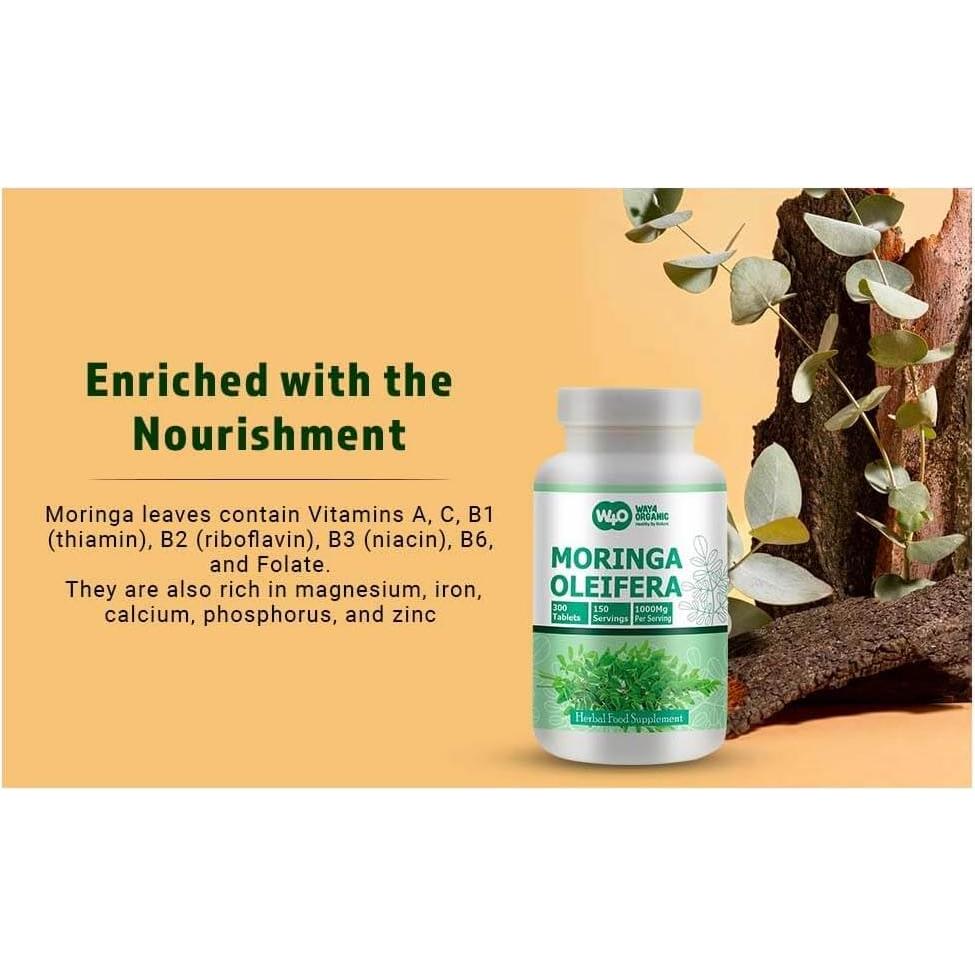 Cápsulas de Polvo de Hoja de Moringa Genius Nature - 300 Tabletas 1000 mg