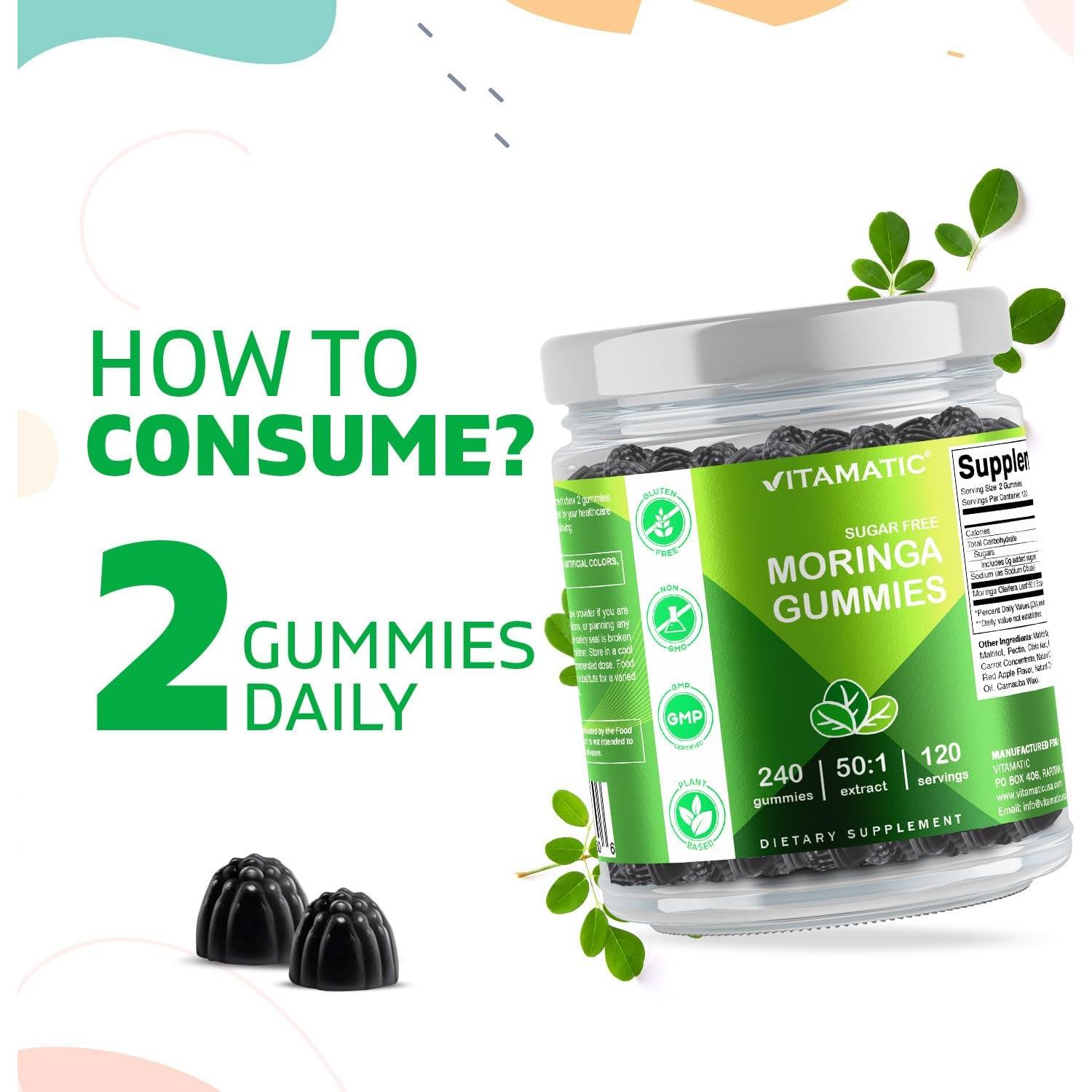 Gomitas de Moringa Vitamatic 200 mg Sin Azúcar 240 Unidades