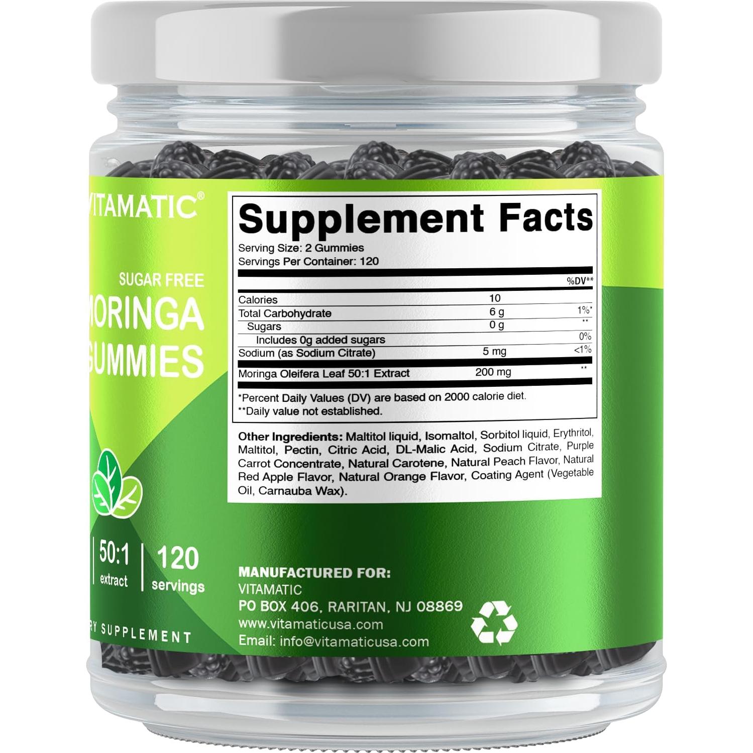 Gomitas de Moringa Vitamatic 200 mg Sin Azúcar 240 Unidades
