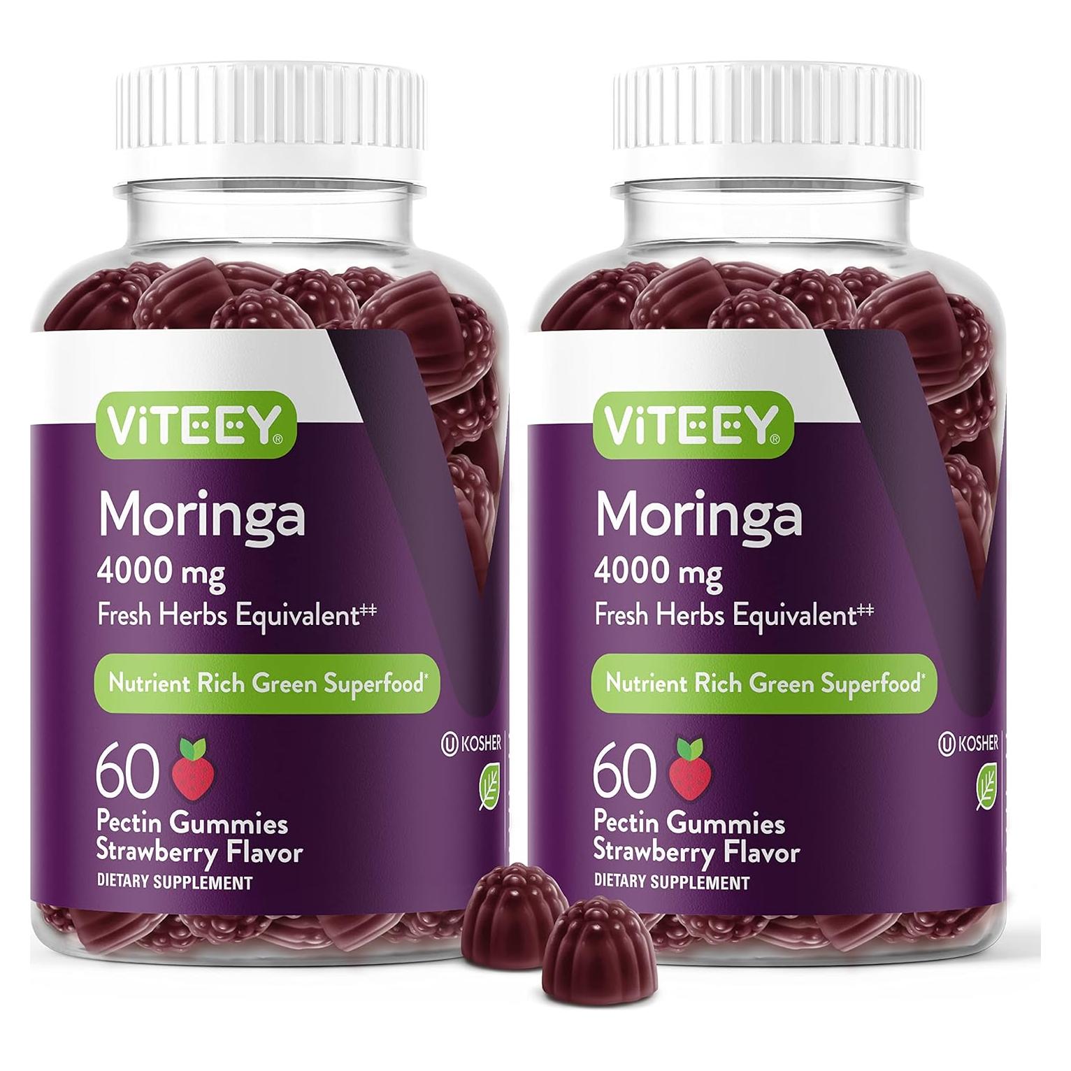 Gomitas de Moringa Viteey 4000mg - Veganas, Sabor Fresa