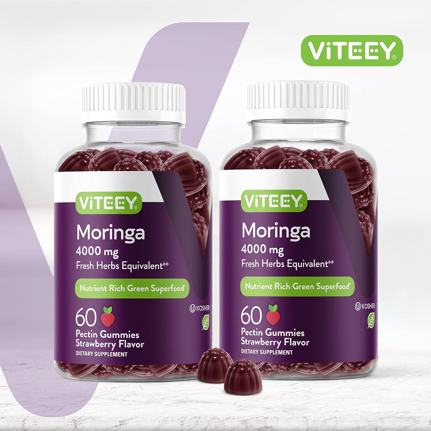 Gomitas de Moringa Viteey 4000mg - Veganas, Sabor Fresa