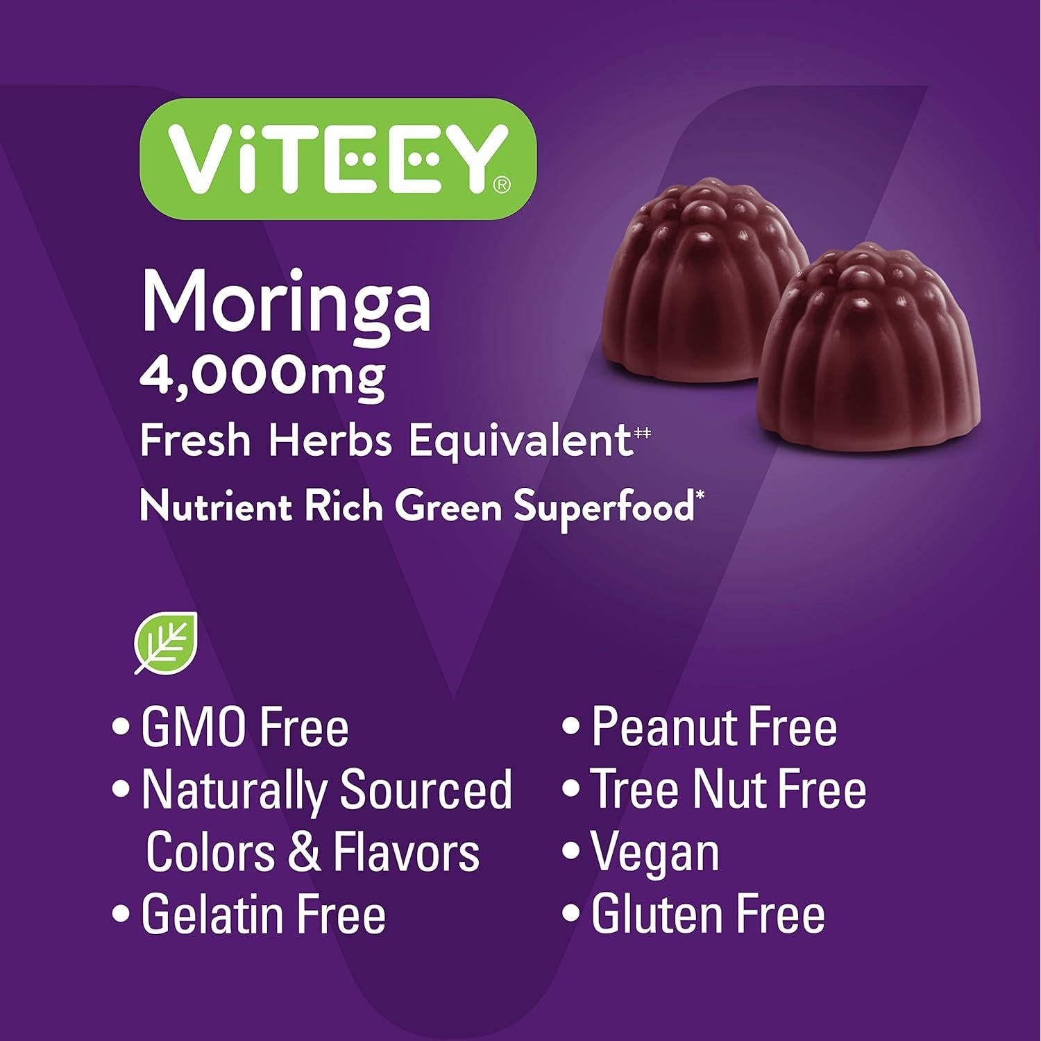 Gomitas de Moringa Viteey 4000mg - Veganas, Sabor Fresa