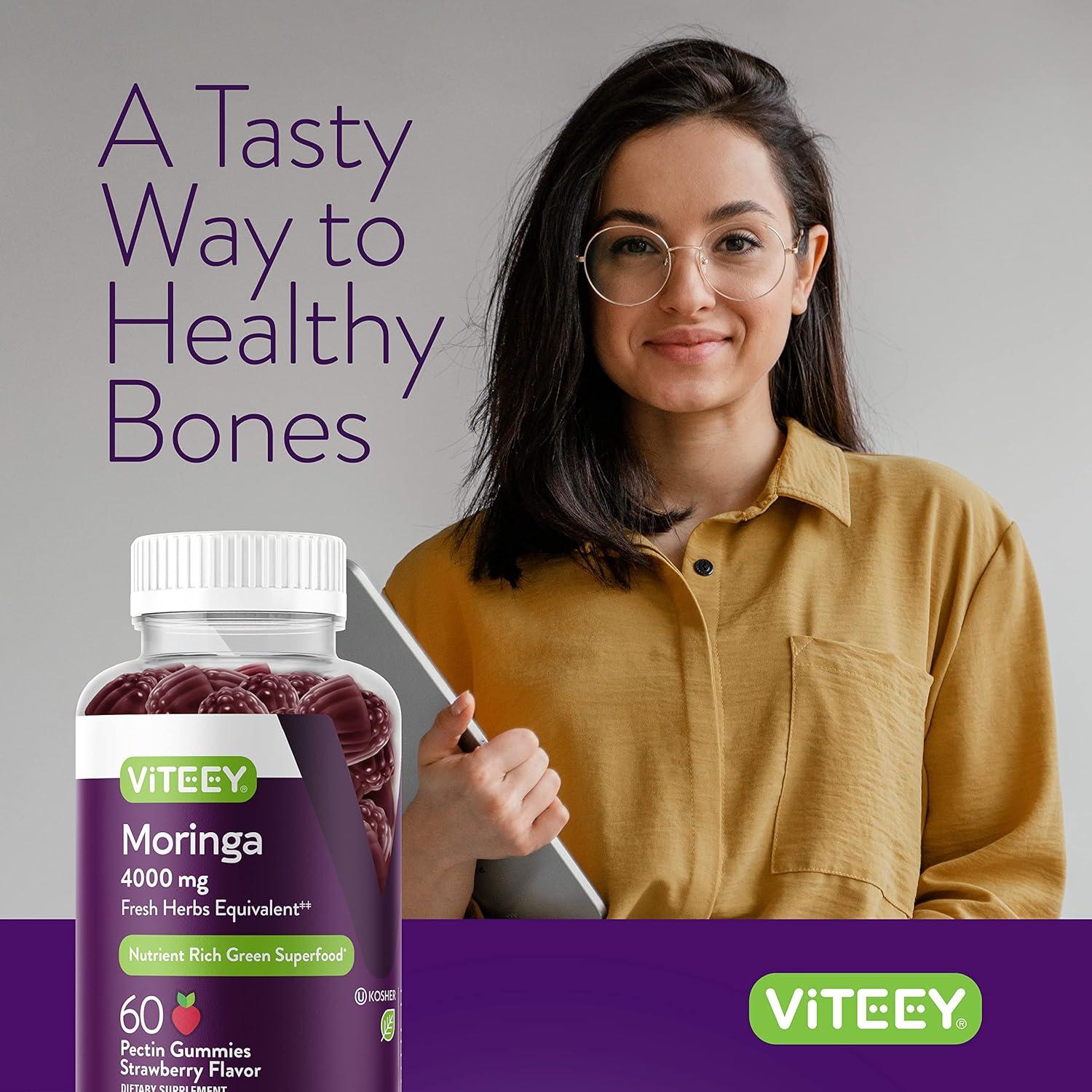 Gomitas de Moringa Viteey 4000mg - Veganas, Sabor Fresa