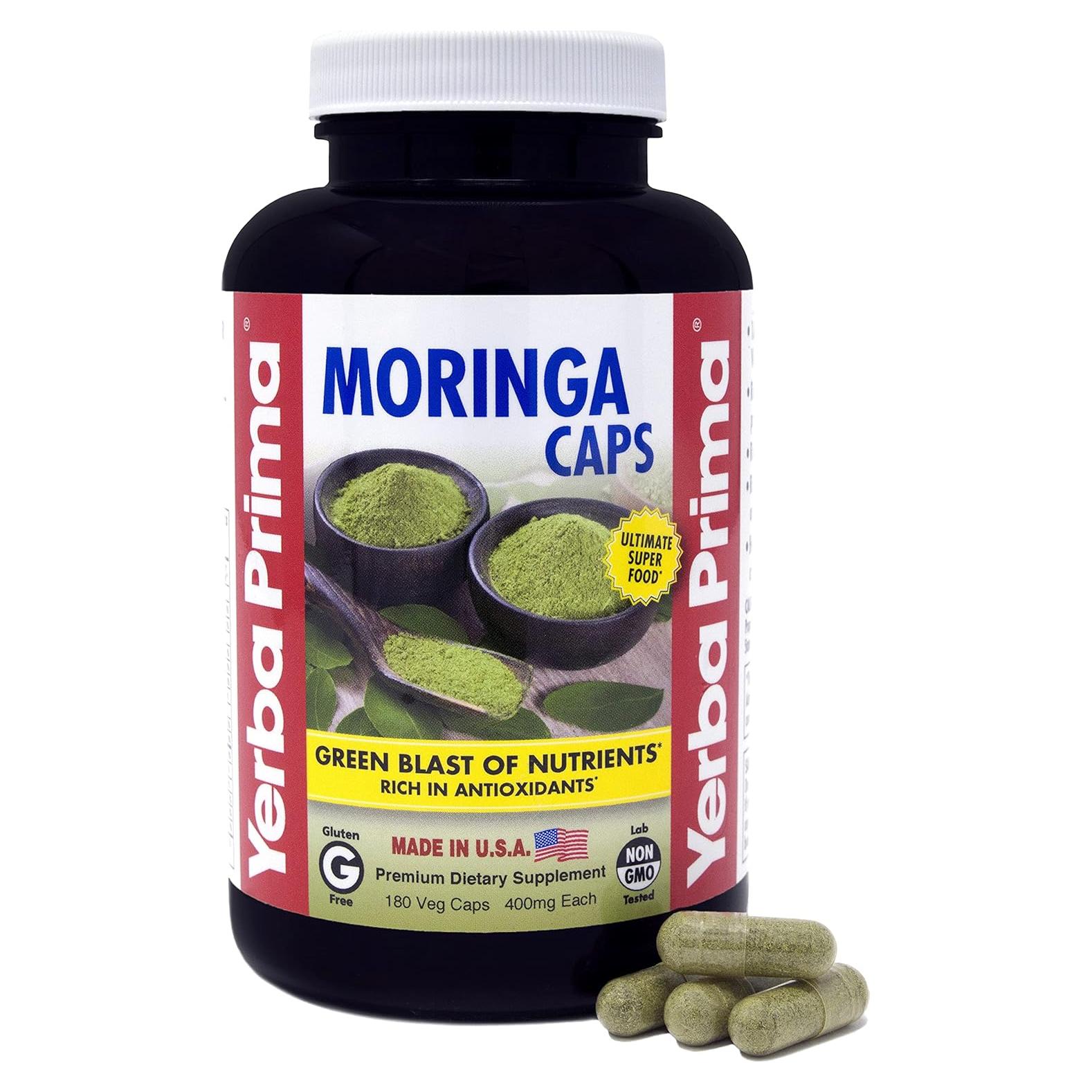 Cápsulas Veganas de Moringa Yerba Prima 180 Unidades 400mg