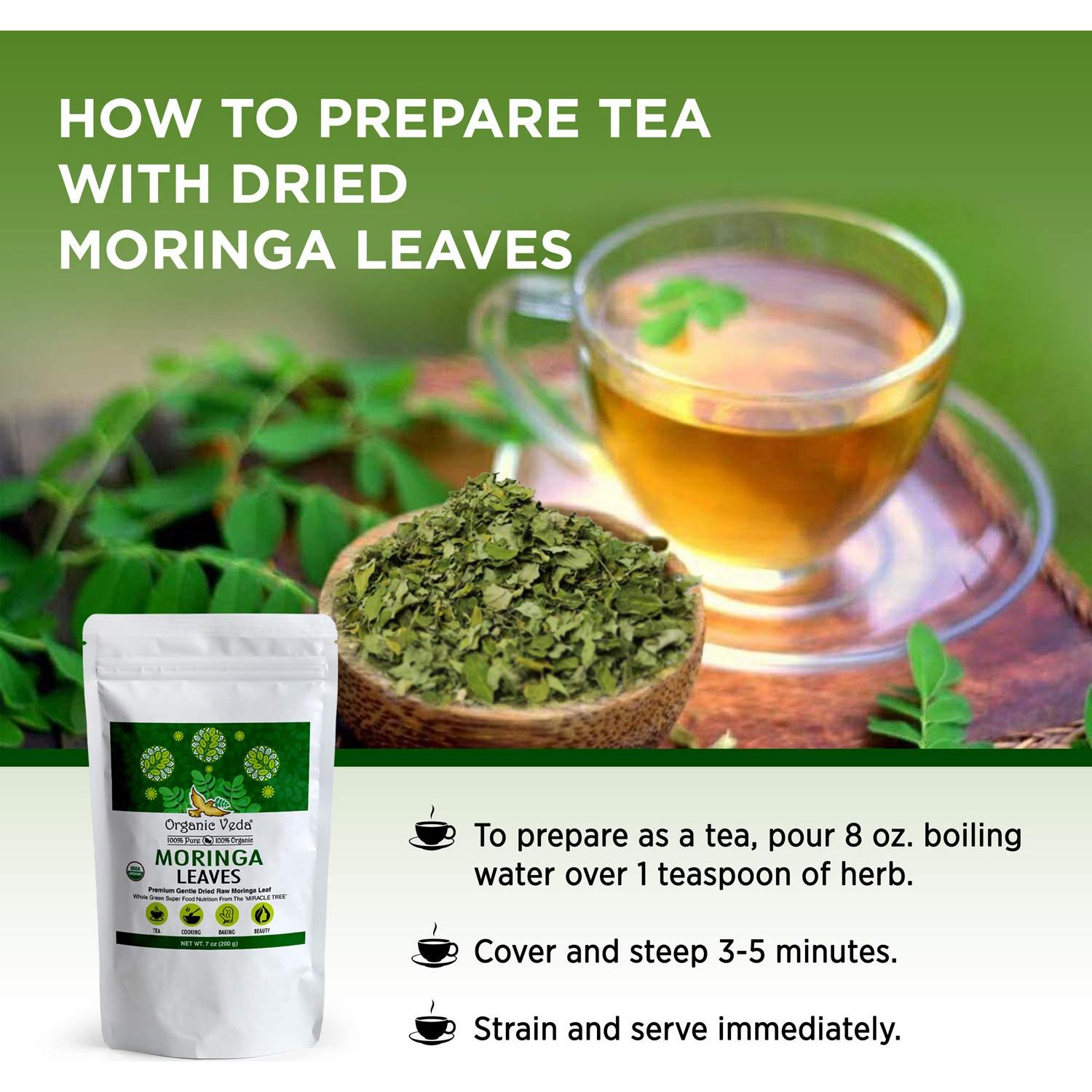 Hojas de Té de Moringa Orgánica Veda - 198g - Antioxidantes y Energía