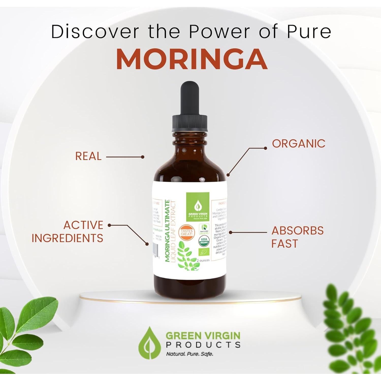 Extracto Líquido de Hoja de Moringa Virgen - 60 ml - Productos Verde Virgen
