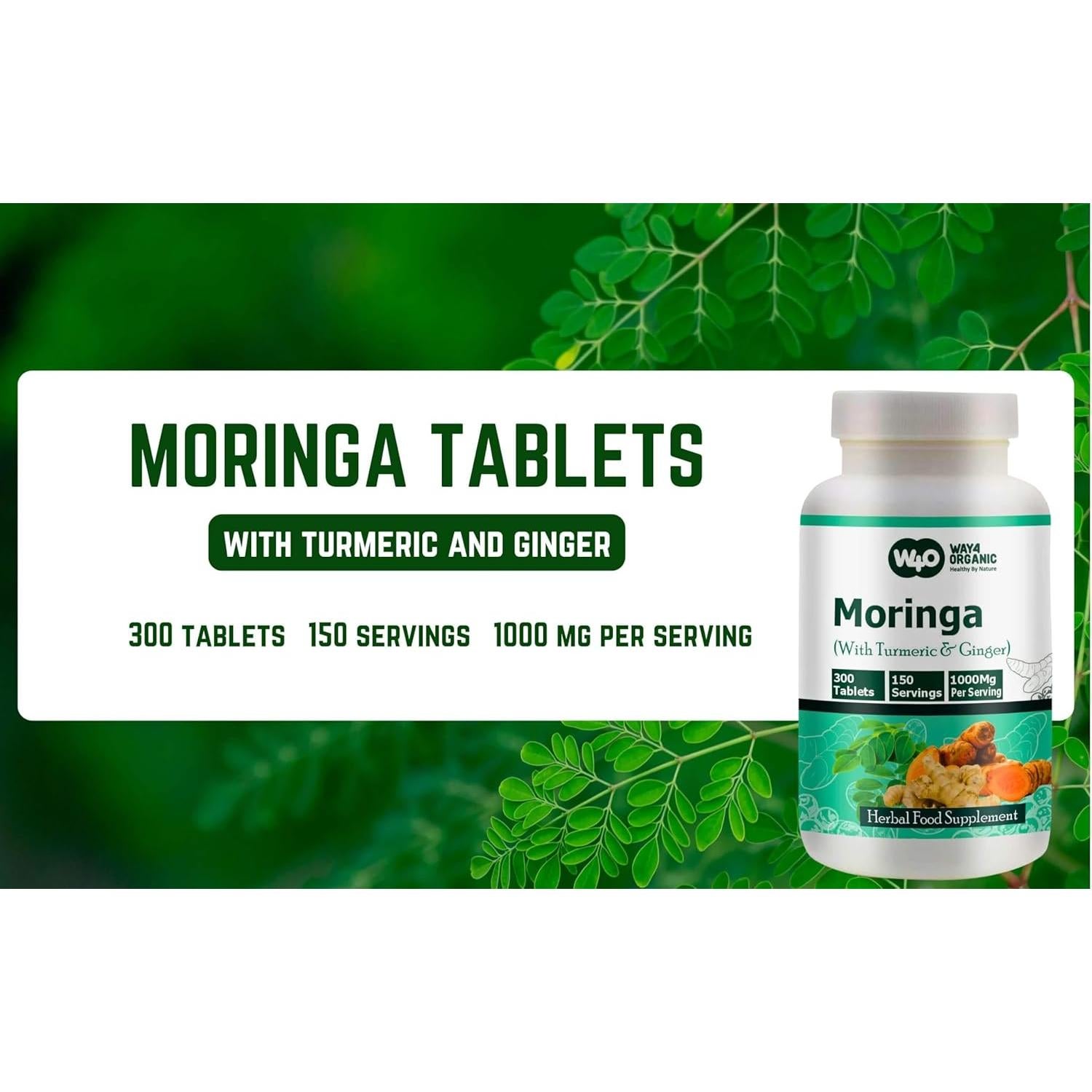 Tabletas de Moringa con Cúrcuma y Jengibre Genius Nature 300u