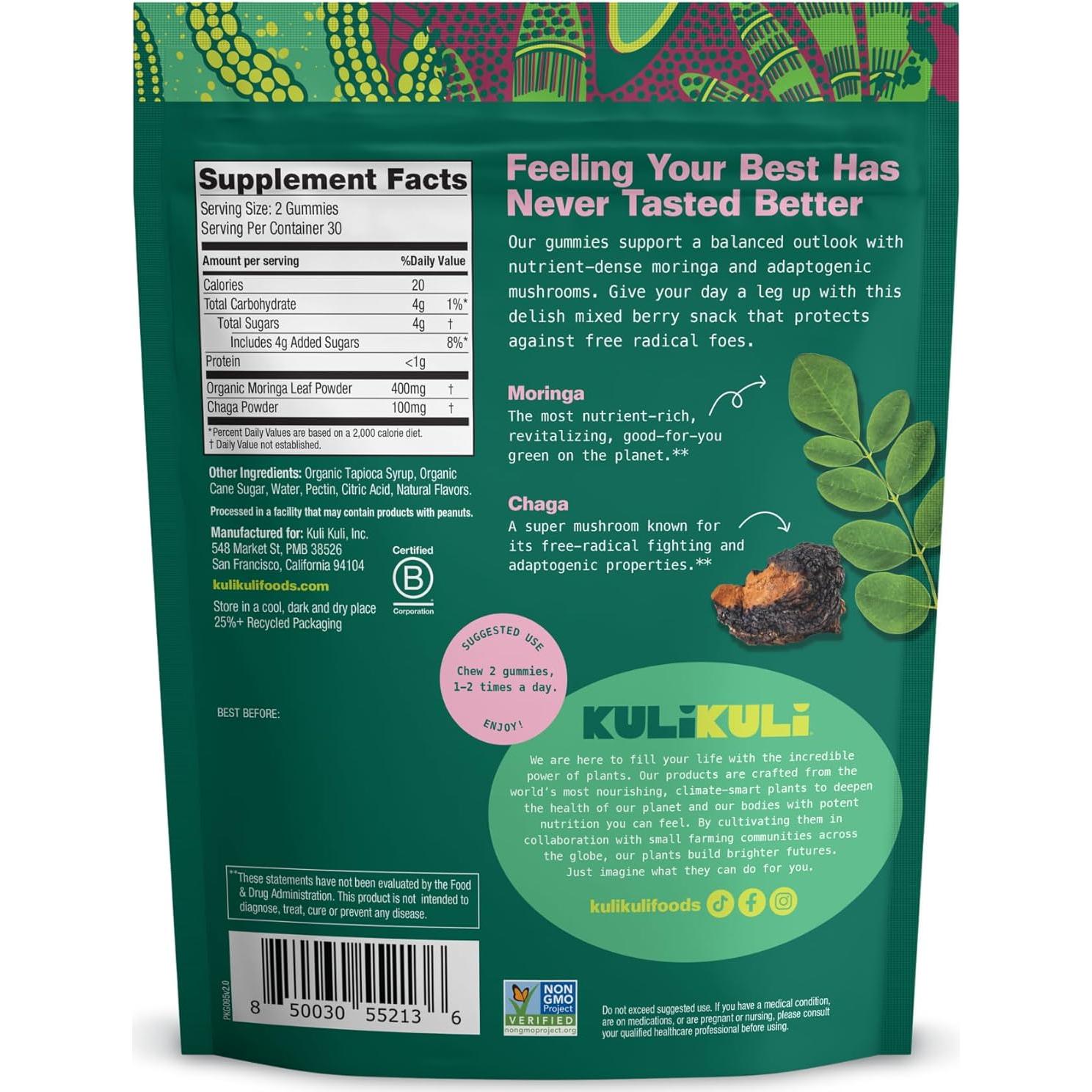 Gomas Energéticas Kuli Kuli con Moringa - 60 Unidades Veganas