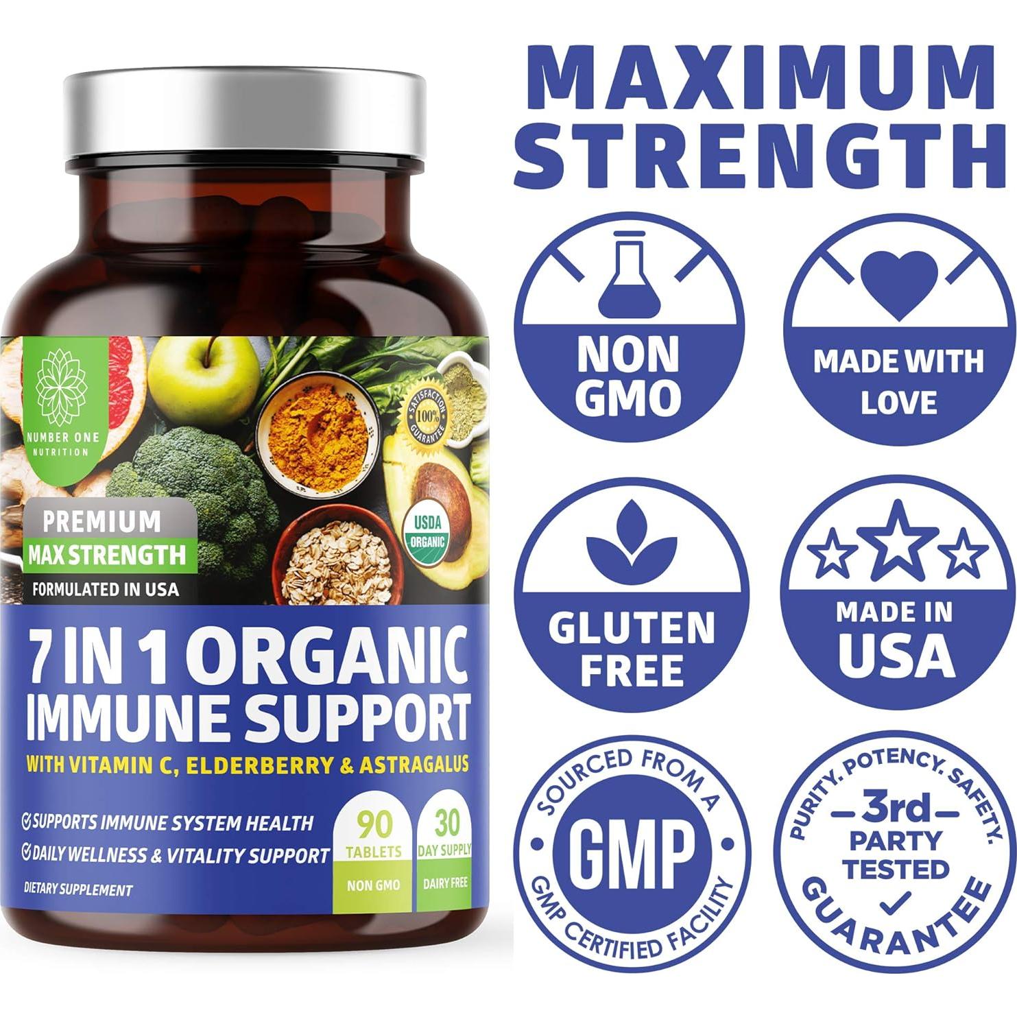 Suplemento Inmunológico N1N Premium 7 en 1 Orgánico 90 Tabletas