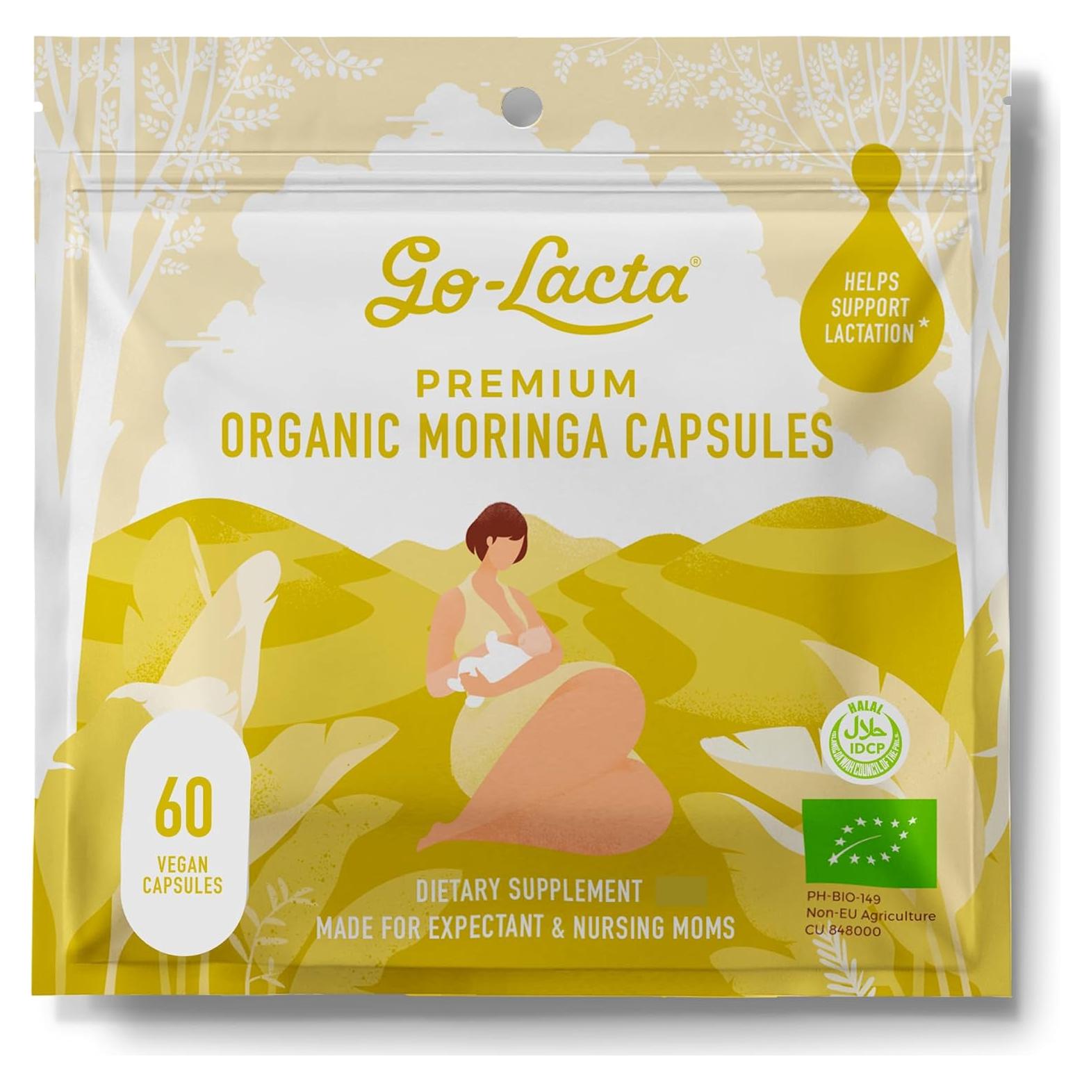 Go-Lacta 100% Cápsulas Orgánicas de Moringa - 60 Unidades - Suplemento para Lactancia
