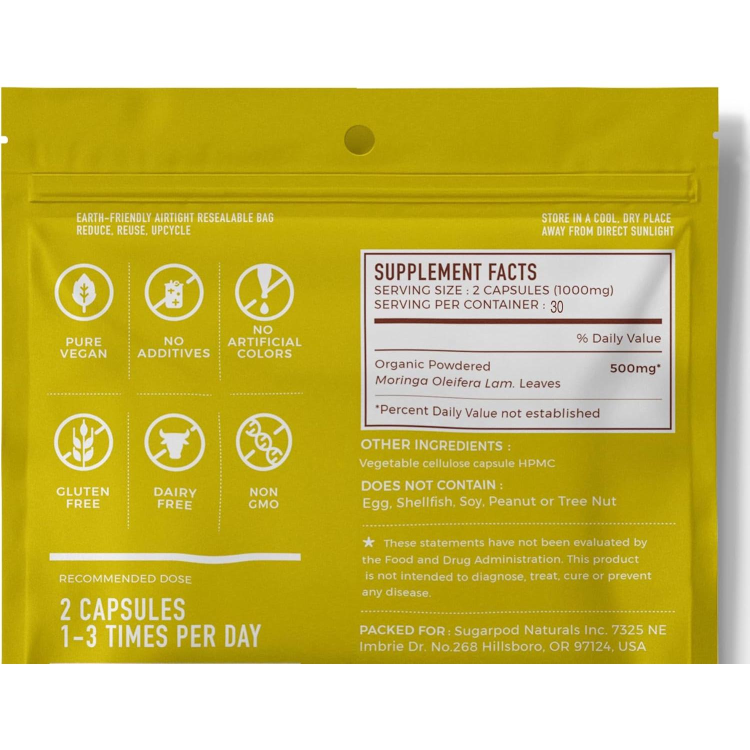 Go-Lacta 100% Cápsulas Orgánicas de Moringa - 60 Unidades - Suplemento para Lactancia