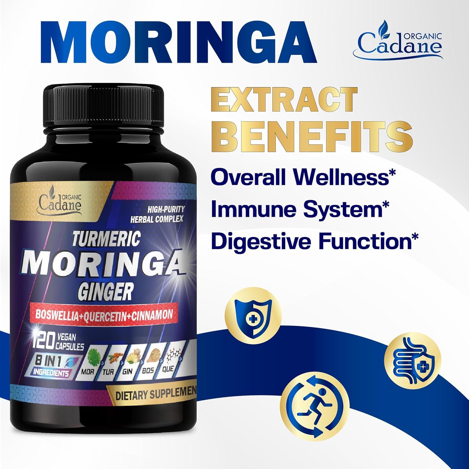 Cápsulas de Moringa Cadane 120 Unidades - Suplemento 8 en 1