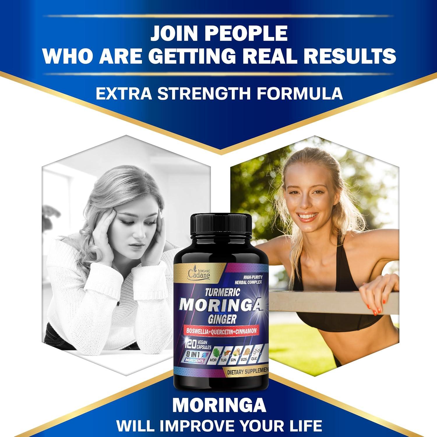 Cápsulas de Moringa Cadane 120 Unidades - Suplemento 8 en 1