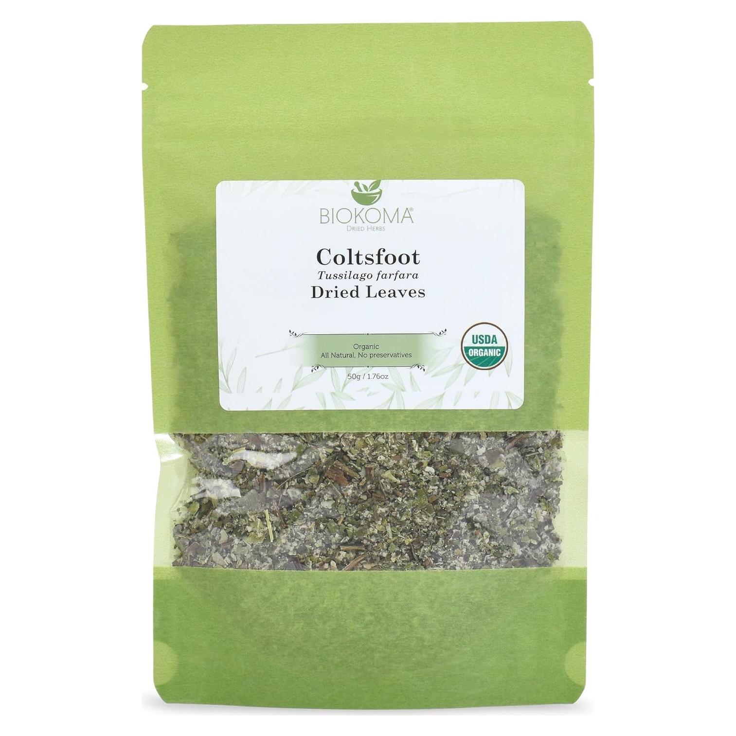 Hojas Secas de Coltsfoot Biokoma 50g Orgánico Certificado USDA