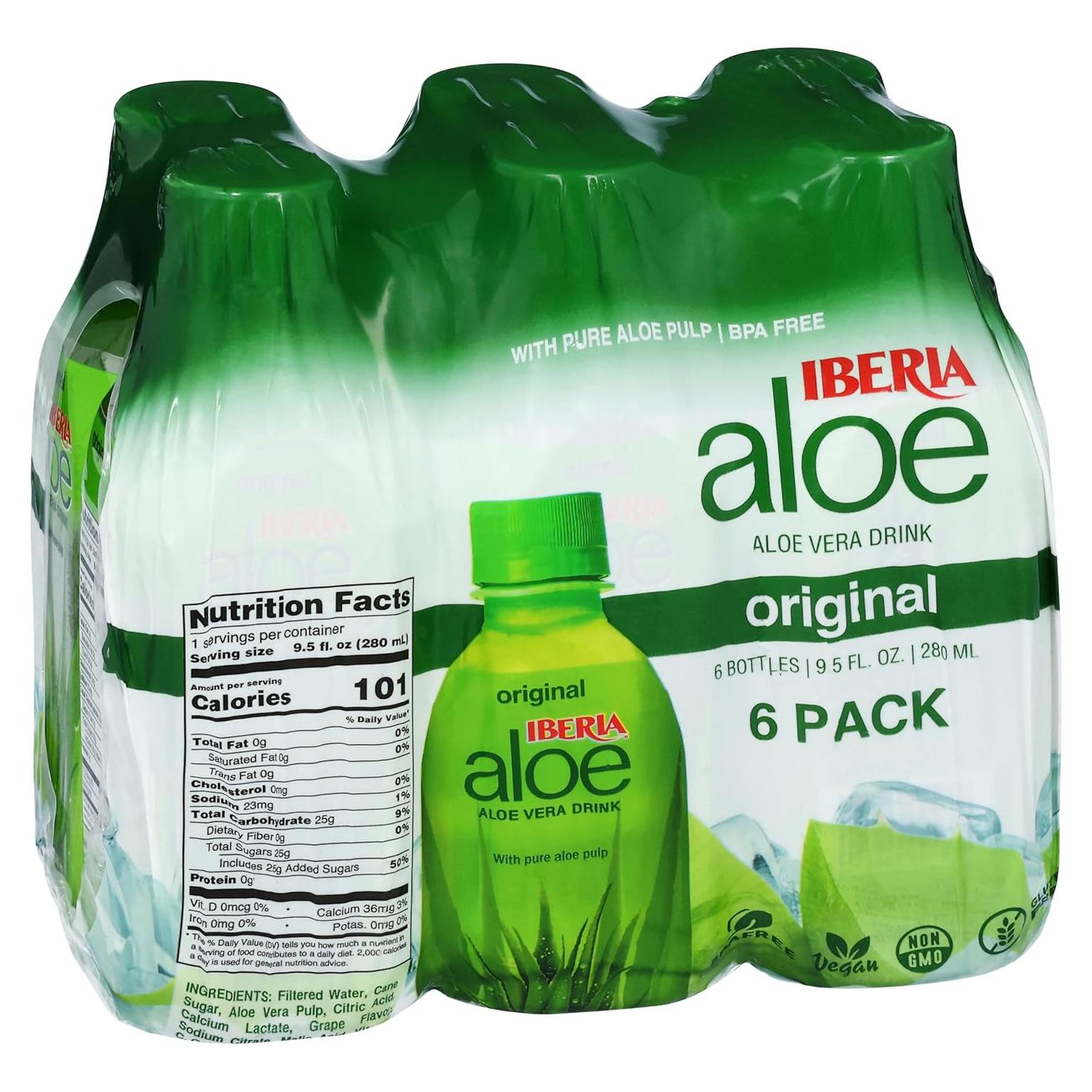 Bebida de Jugo de Aloe Vera Iberia Original 280 ml - Paquete de 6