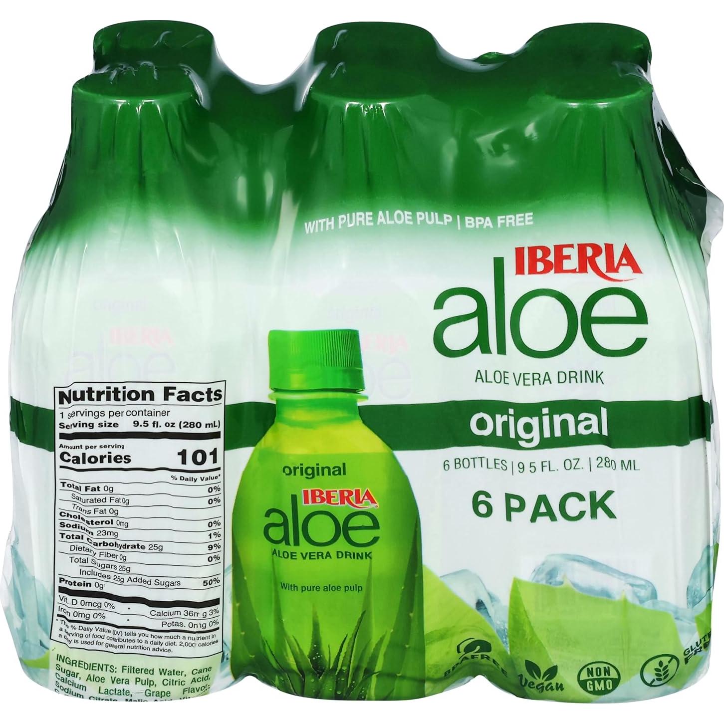 Bebida de Jugo de Aloe Vera Iberia Original 280 ml - Paquete de 6