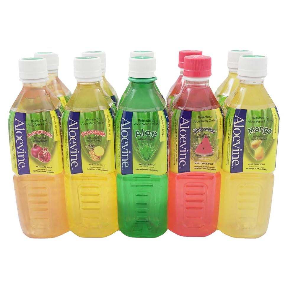 Aloevine Jugo de Aloe Vera 500 ml - Paquete de 10 Sabores