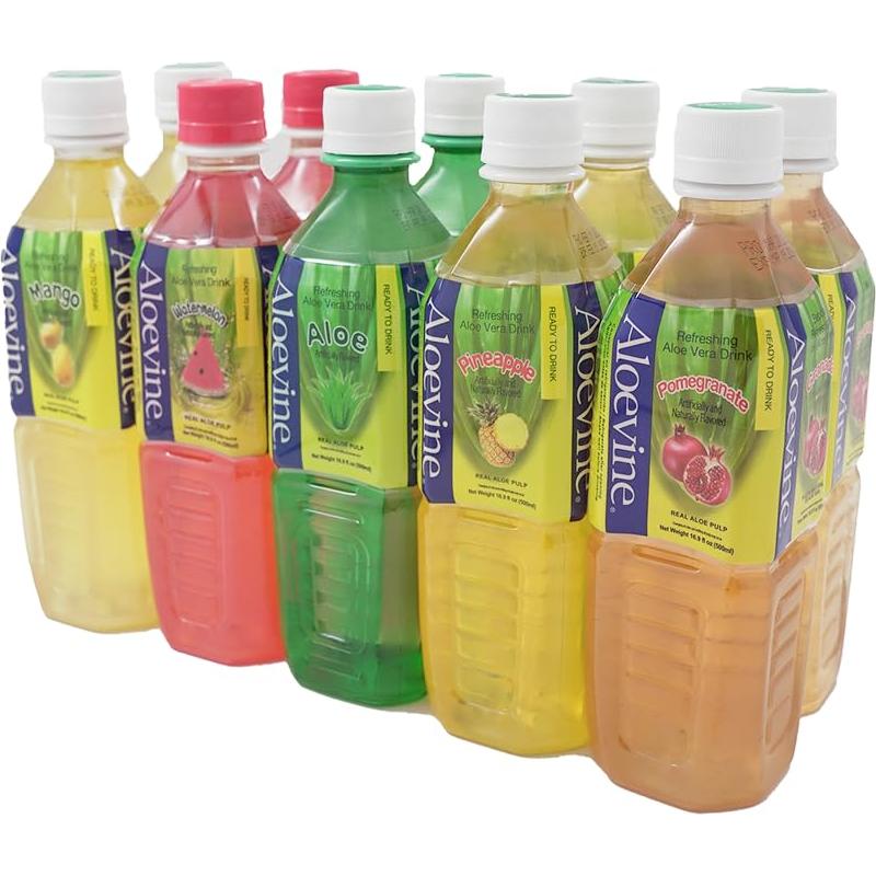 Aloevine Jugo de Aloe Vera 500 ml - Paquete de 10 Sabores