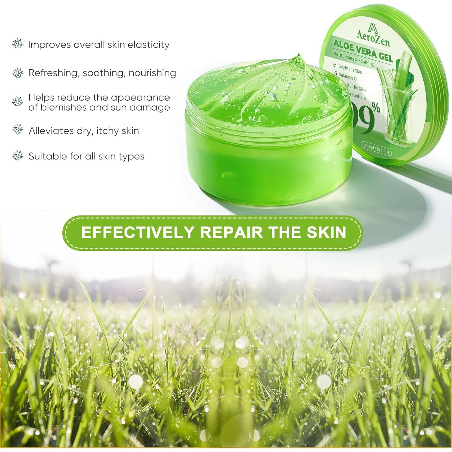 Gel de Aloe Vera 99% Puro Aero Zen 443.6 ml Hidratante Diario