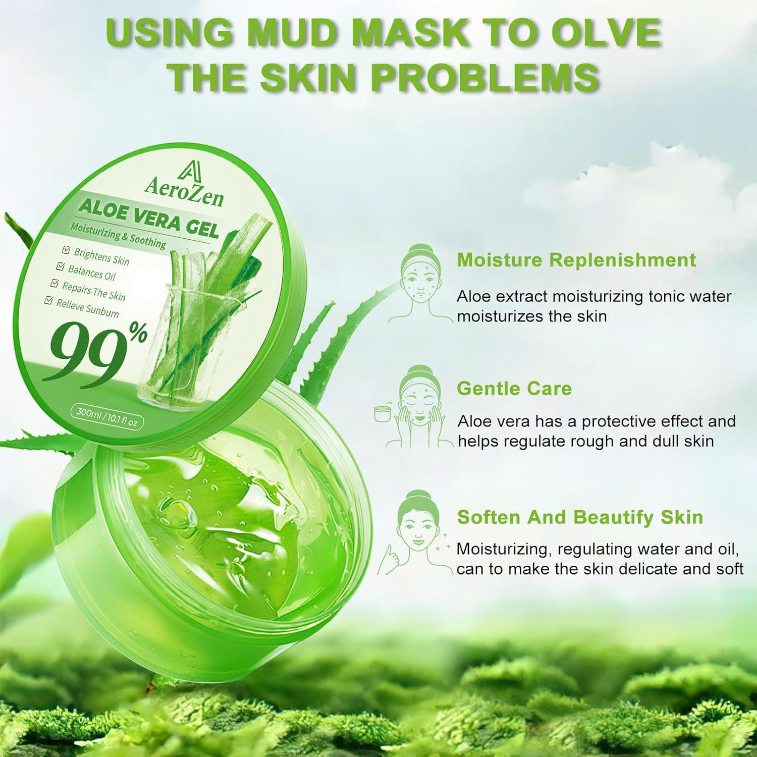 Gel de Aloe Vera 99% Puro Aero Zen 443.6 ml Hidratante Diario