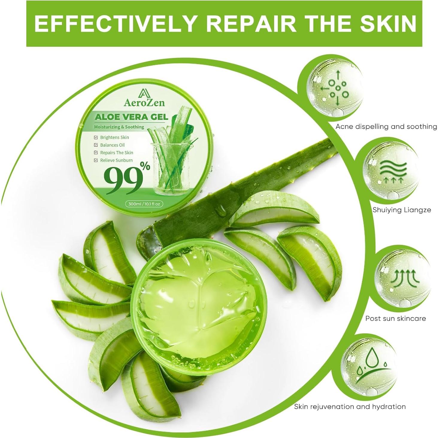 Gel de Aloe Vera 99% Puro Aero Zen 443.6 ml Hidratante Diario