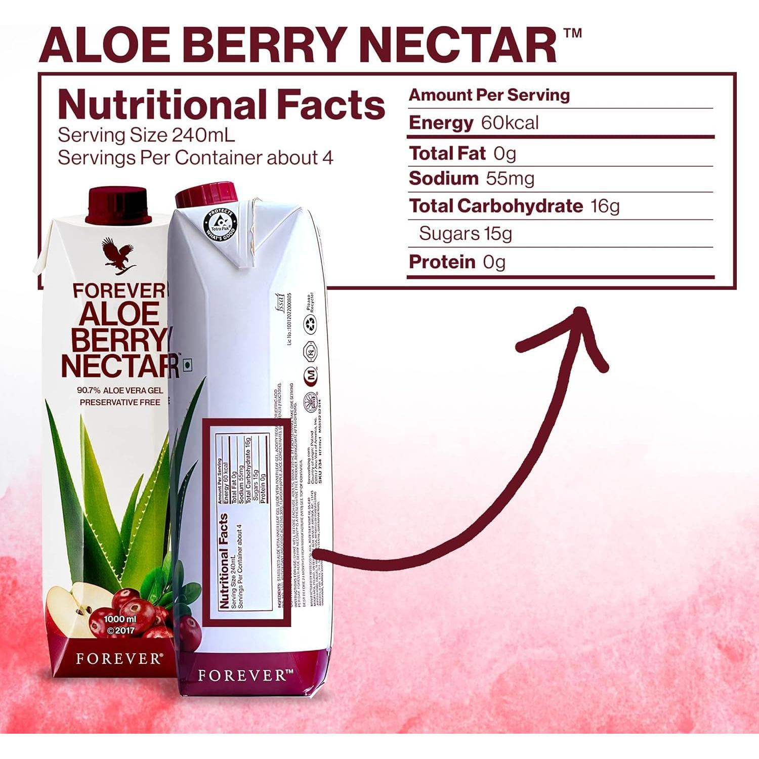 Néctar de Aloe Berry Forever Living 1L - 90.7% Gel de Aloe Vera