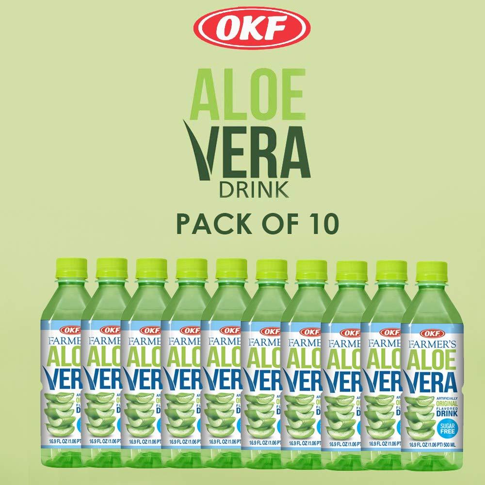 Jugo de Aloe Vera Sin Azúcar OKF - 500 ML (Paquete de 10)