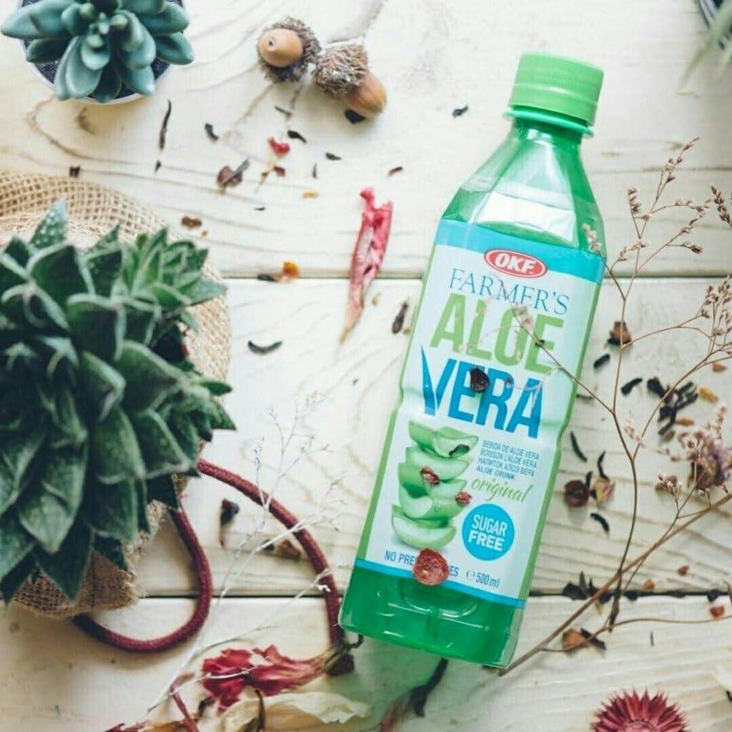 Jugo de Aloe Vera Sin Azúcar OKF - 500 ML (Paquete de 10)