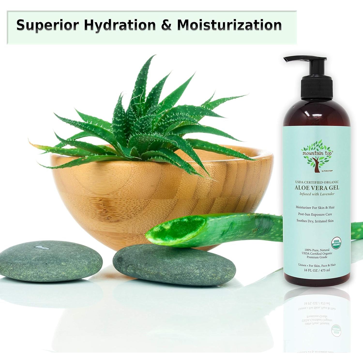 Gel de Aloe Vera Orgánico Mountain Top 473 mL - Hidratante Piel y Cabello
