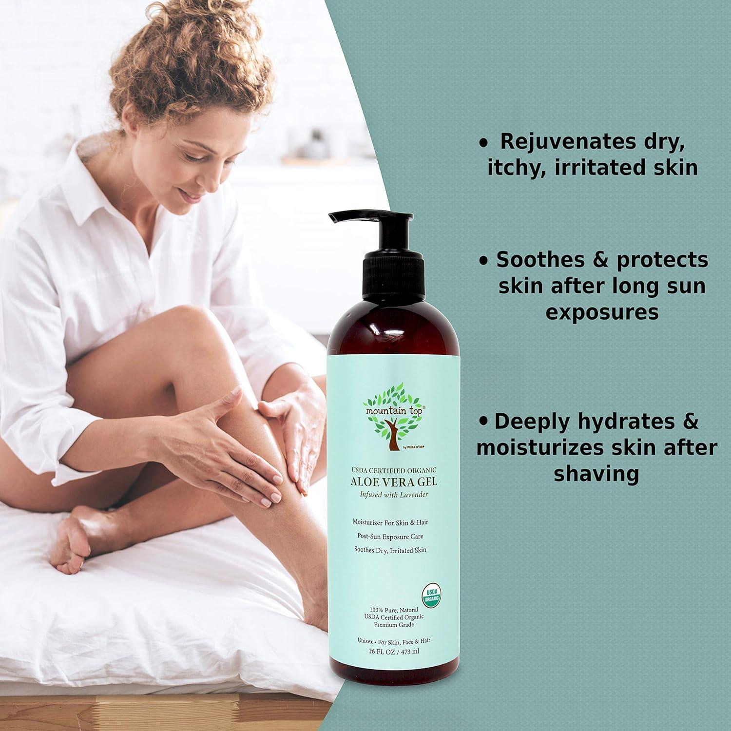 Gel de Aloe Vera Orgánico Mountain Top 473 mL - Hidratante Piel y Cabello