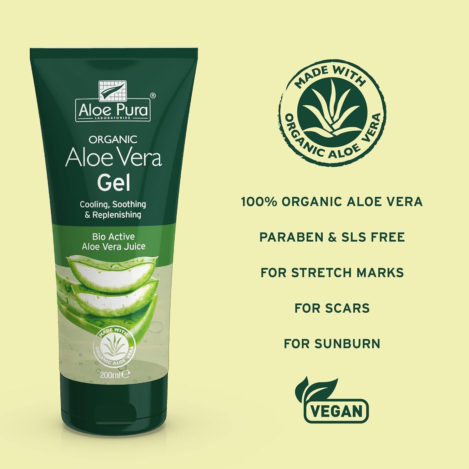 Gel de Aloe Vera Orgánico Aloe Pura 200 ml - Hidratante