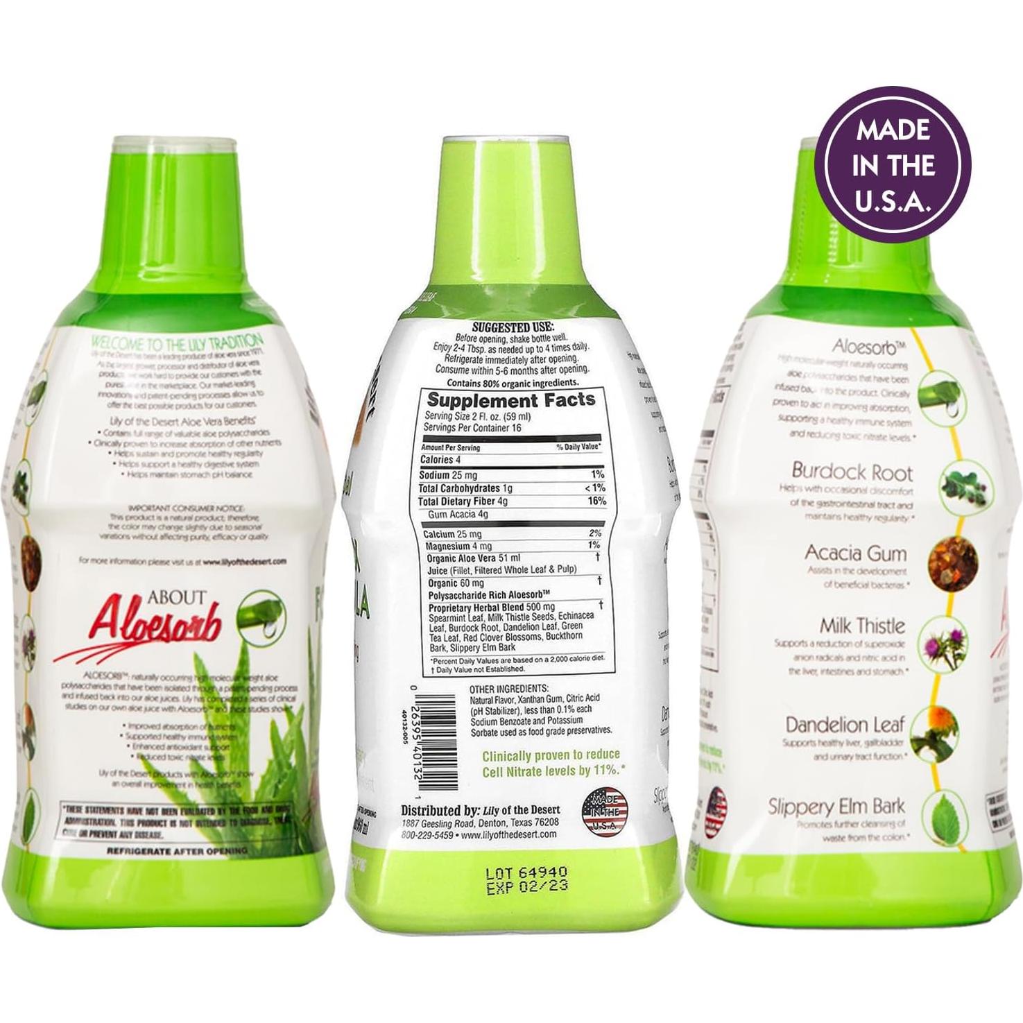 Jugo de Aloe Vera Lirio del Desierto 946 ml Detox Herbal