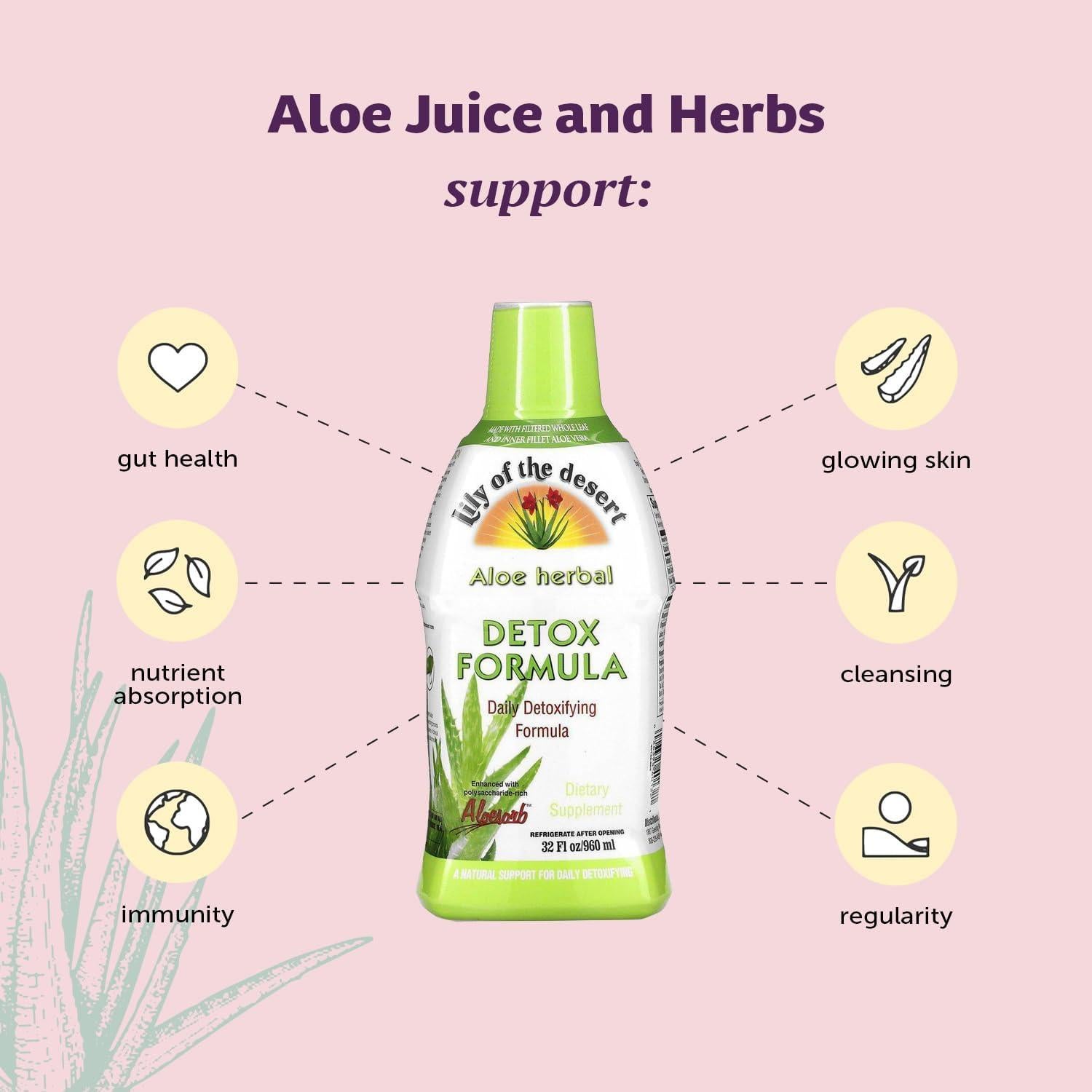 Jugo de Aloe Vera Lirio del Desierto 946 ml Detox Herbal