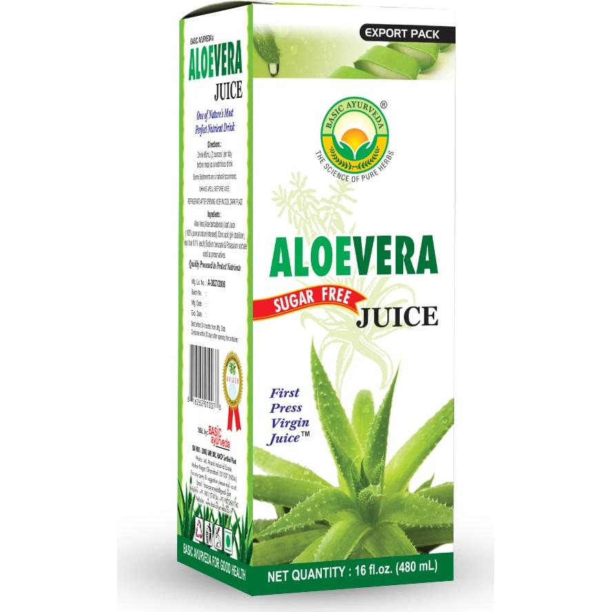 Jugo de Aloe Vera Sin Azúcar BASIC AYURVEDA 480ml Orgánico