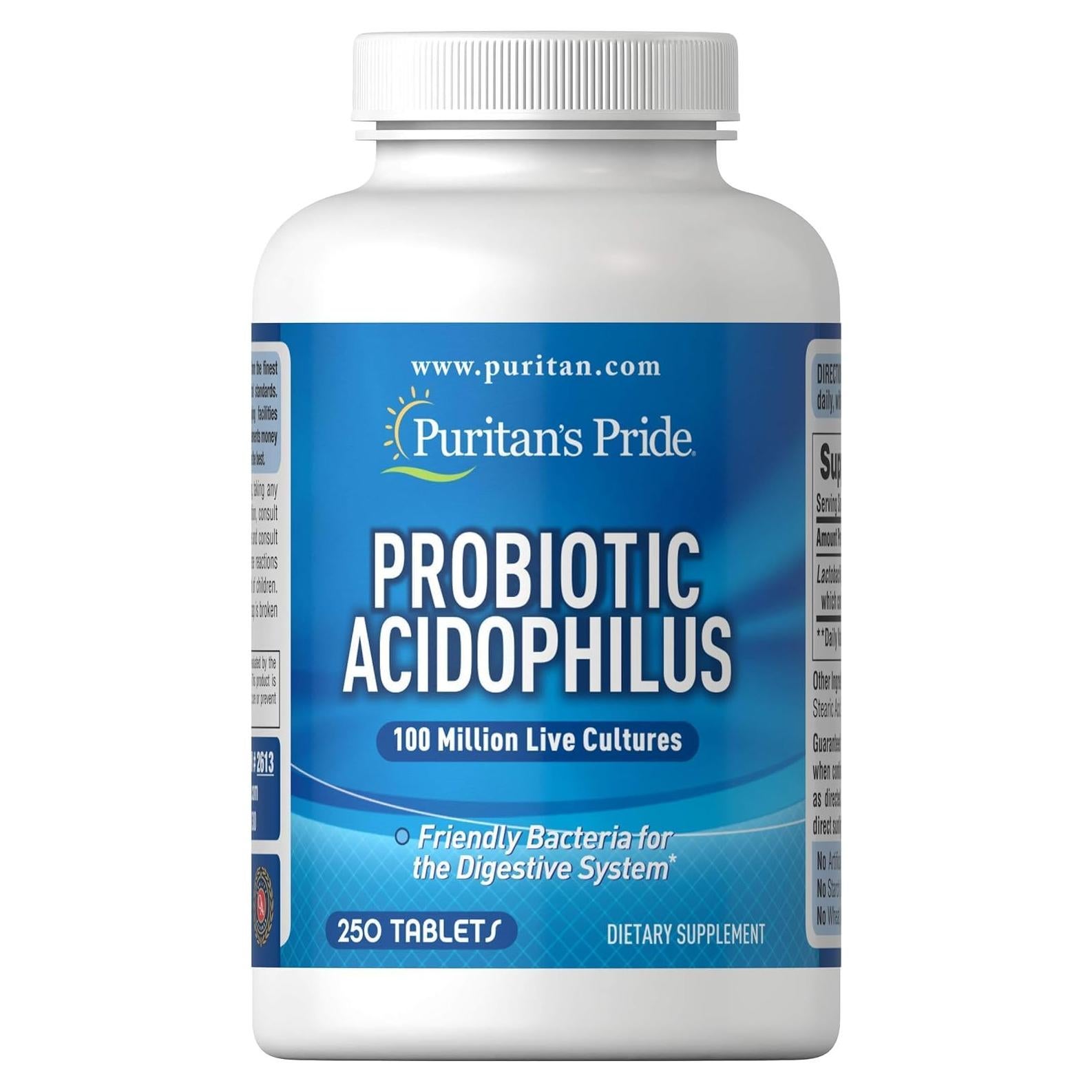 Suplemento Probiotico Acidophilus Puritan's Pride 250 Tabletas