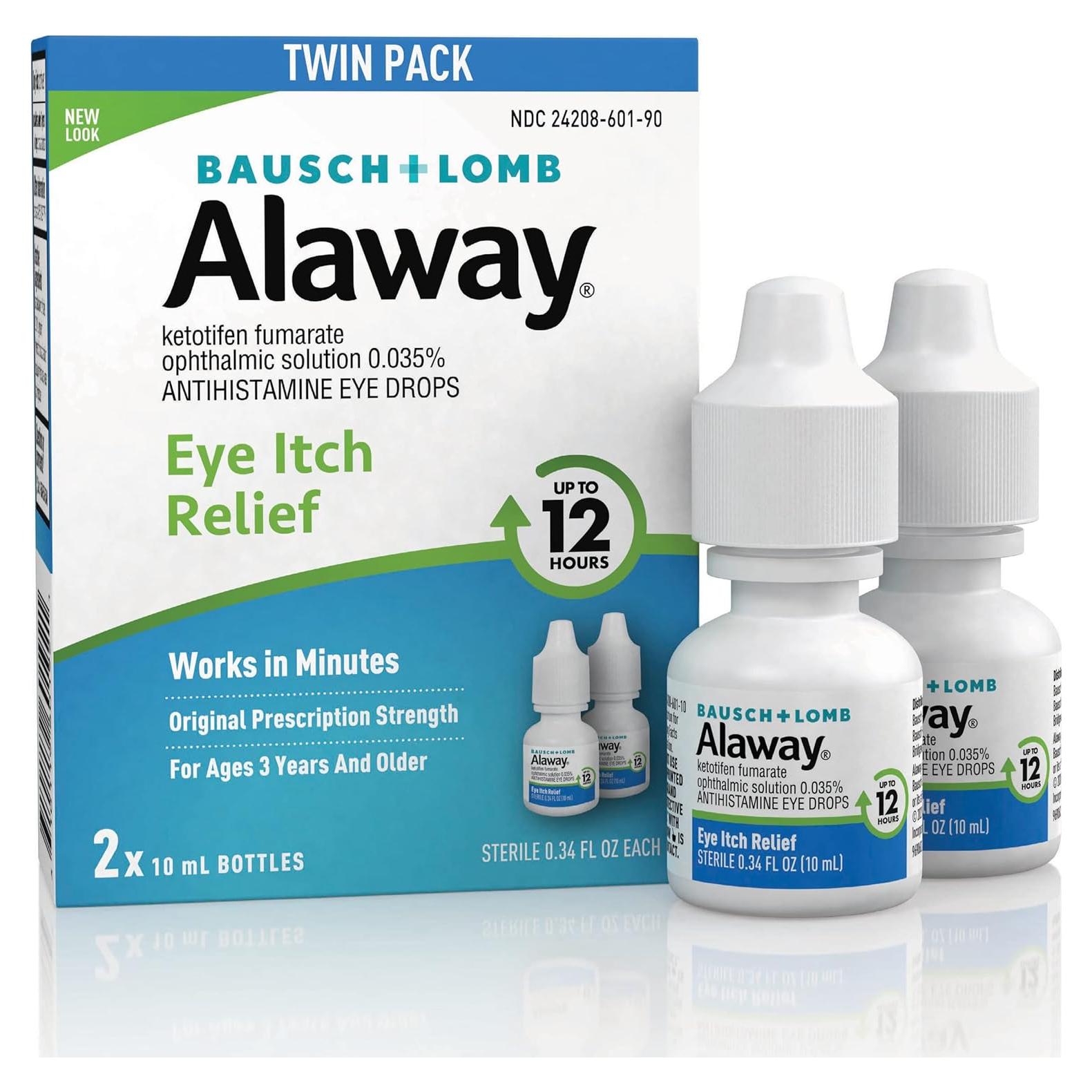 Gotas Antihistamínicas para Ojos Alaway Bausch + Lomb 10 ml x2