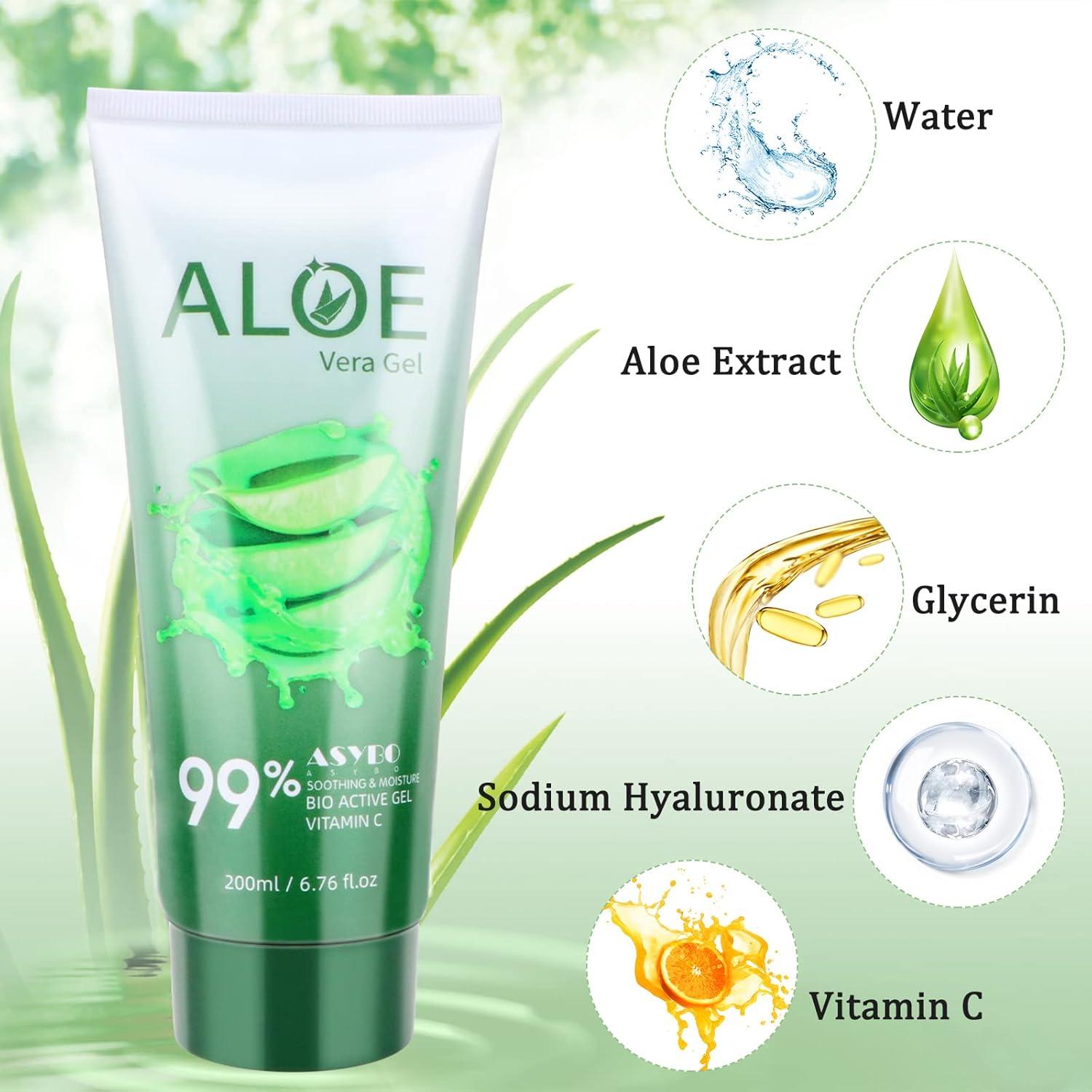 Gel de Aloe Vera Orgánico Puro ASYBO 200ml Hidratante Facial y Corporal