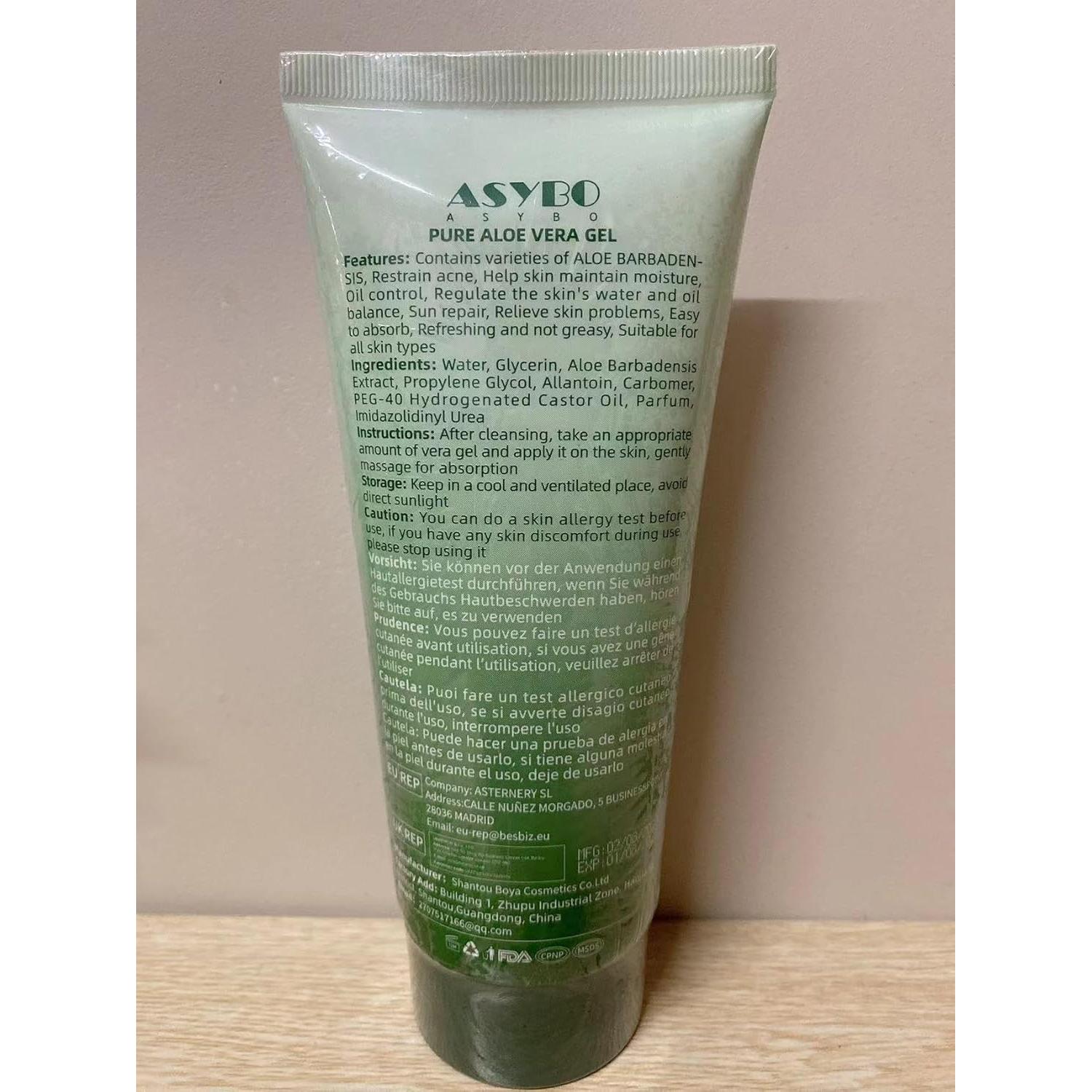 Gel de Aloe Vera Orgánico Puro ASYBO 200ml Hidratante Facial y Corporal