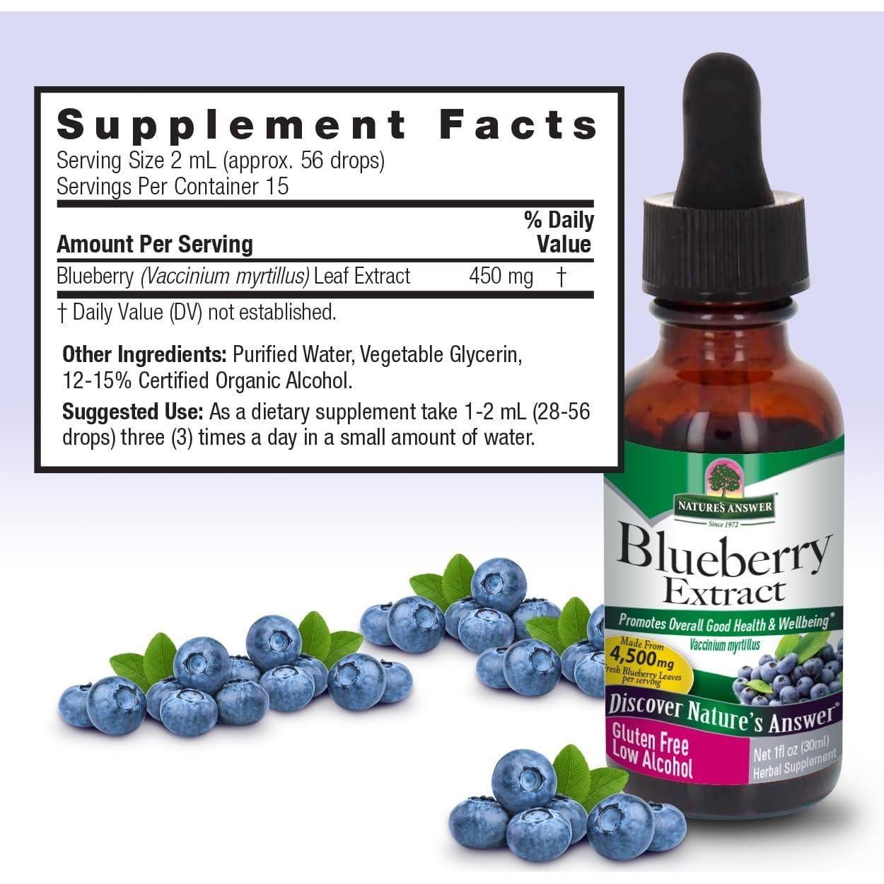 Extracto Herbal Líquido Hoja de Arándano Nature's Answer 30 ml