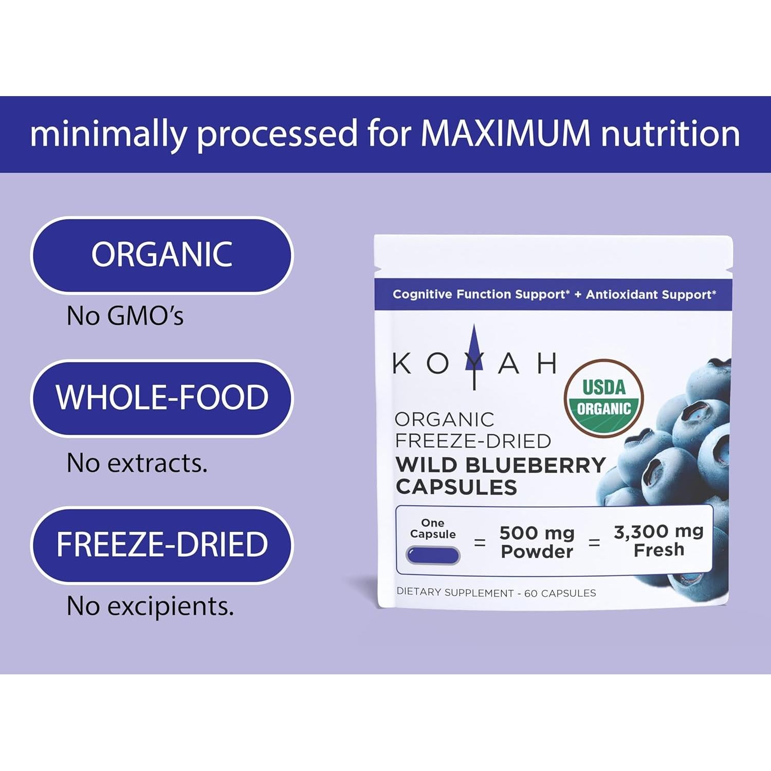 Cápsulas de Arándano Silvestre Orgánico KOYAH - 60 Unidades