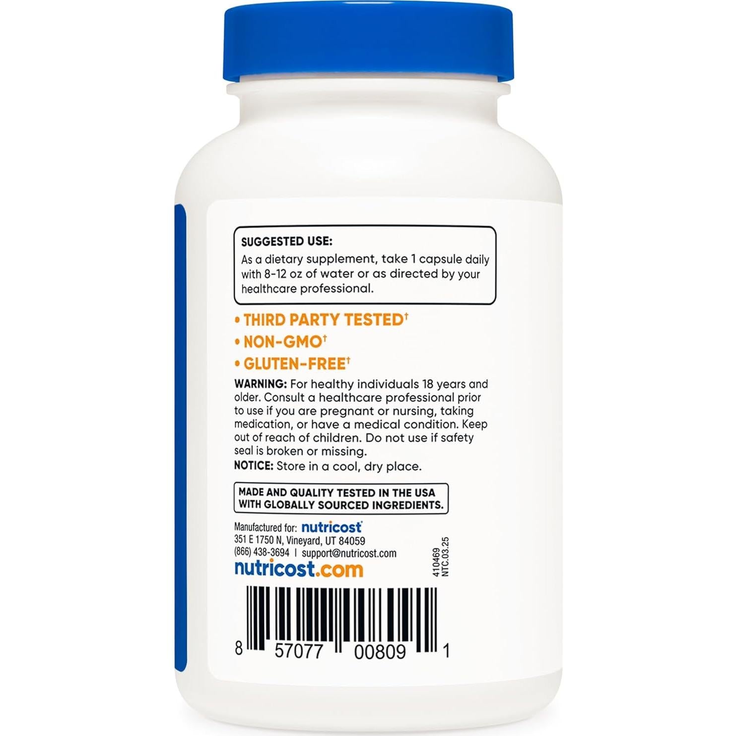 Extracto de Arándano Nutricost 8000mg 180 Cápsulas Vegetarianas