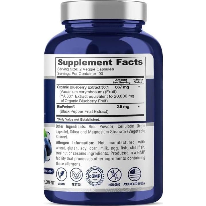 Concentrado de Arándano NusaPure 20,000mg - 180 Cápsulas Veganas