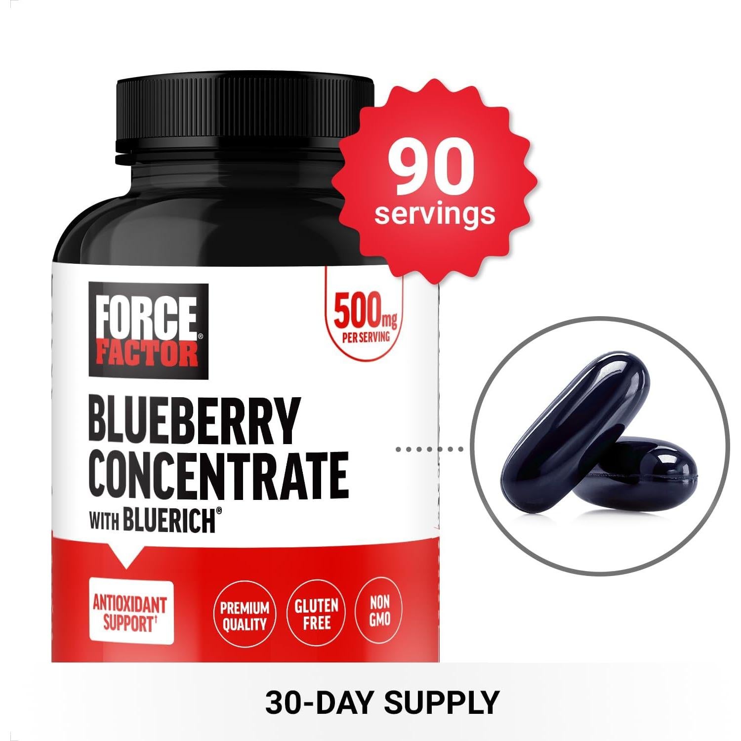Suplemento Antioxidante Force Factor Arándano 36:1 60 Cápsulas