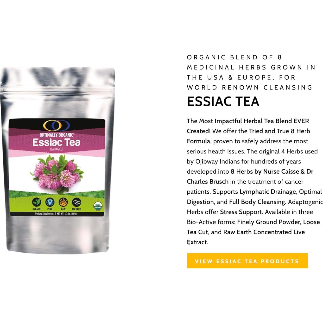Té Essiac Orgánico Óptimo 227.5g - Mezcla de 8 Hierbas