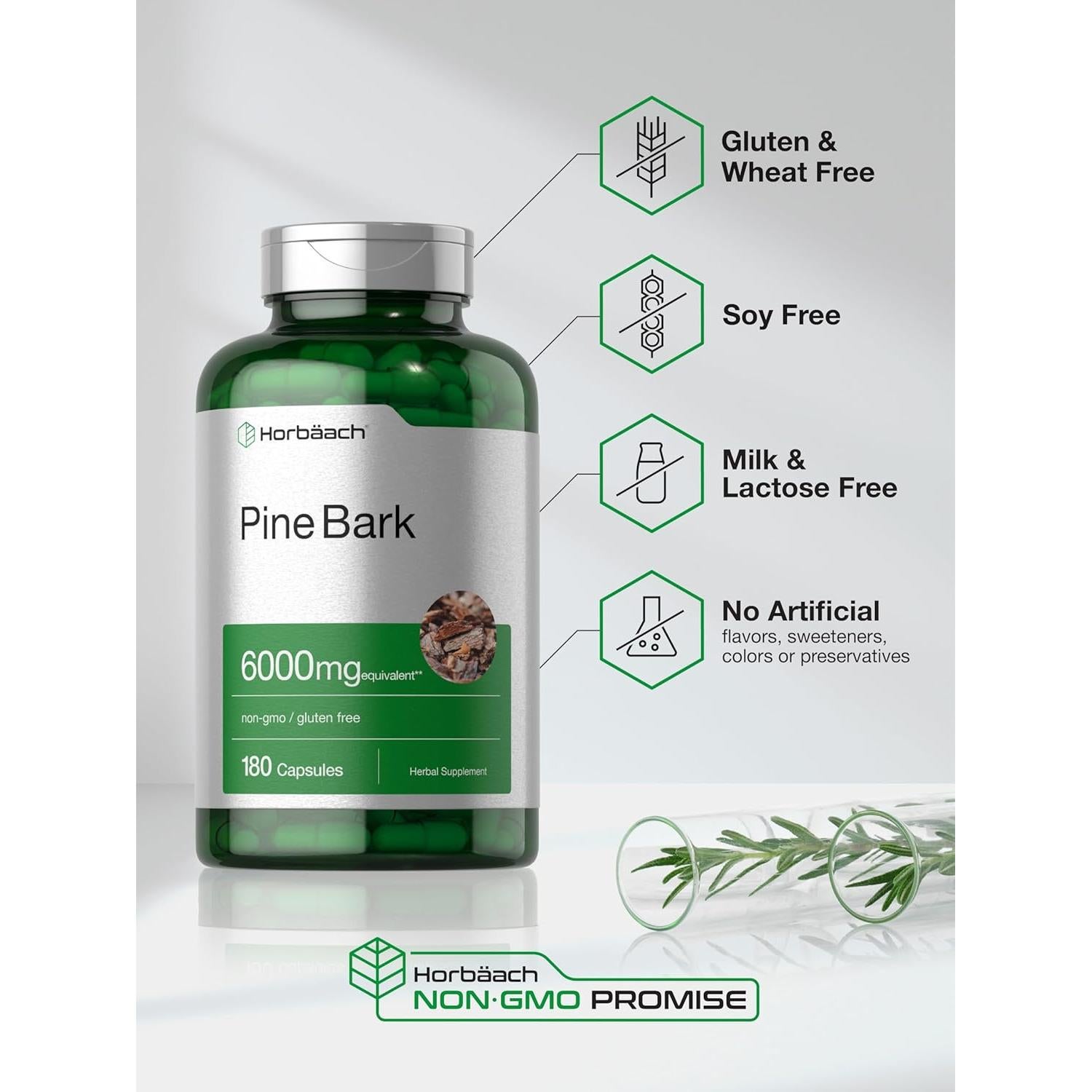 Extracto de Corteza de Pino Horbäach 6000 mg 180 Cápsulas Antioxidantes