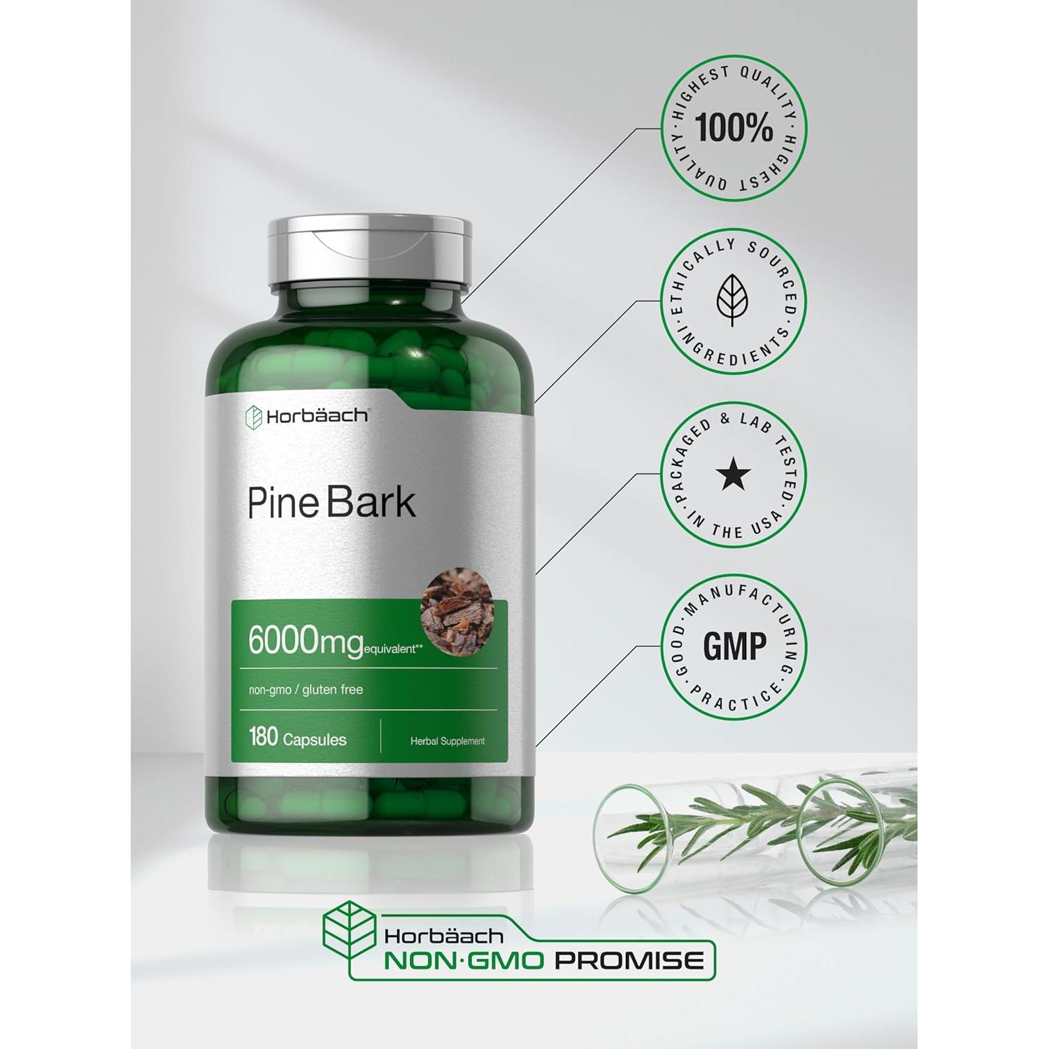 Extracto de Corteza de Pino Horbäach 6000 mg 180 Cápsulas Antioxidantes