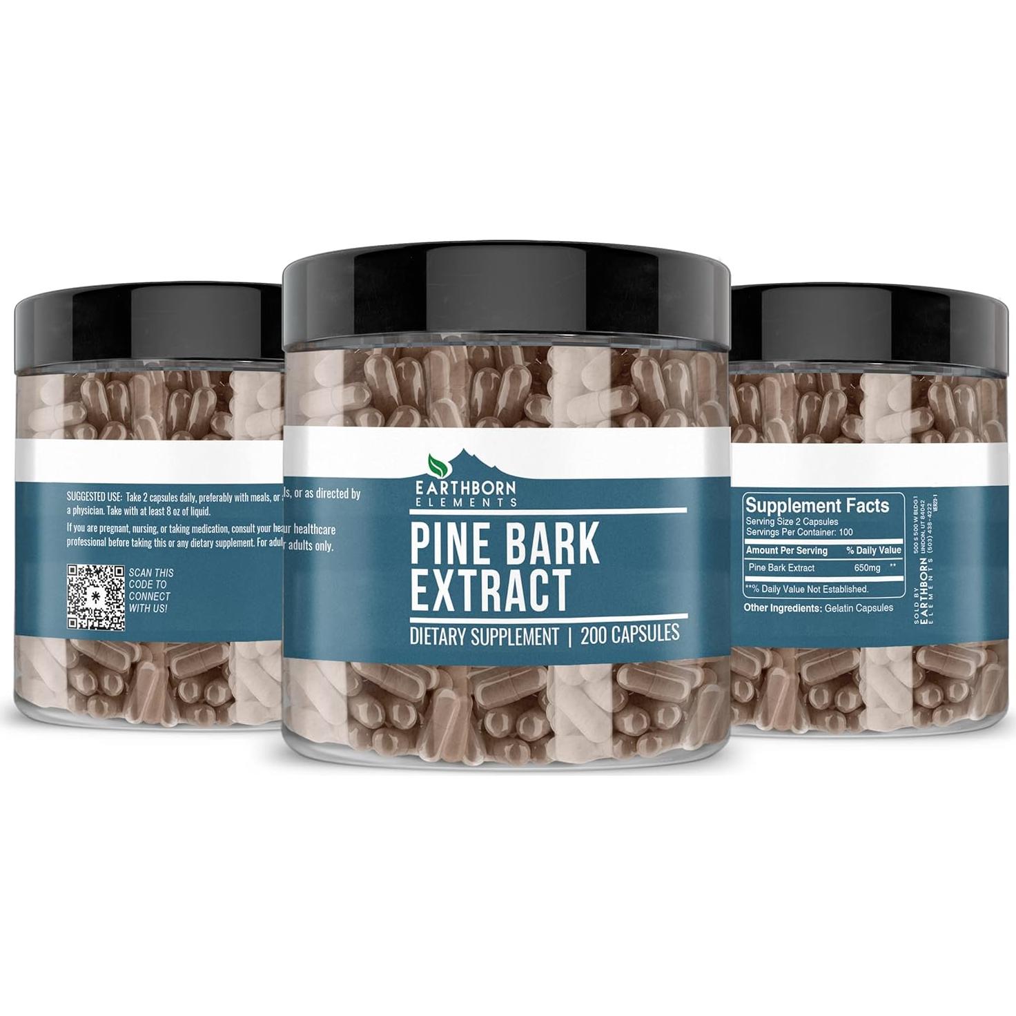Extracto de Corteza de Pino Earthborn Elements 200 Cápsulas Puras