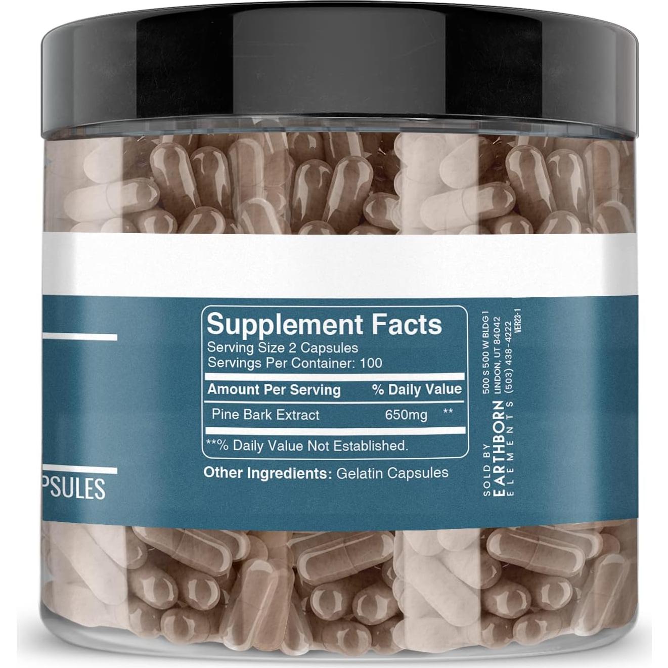 Extracto de Corteza de Pino Earthborn Elements 200 Cápsulas Puras