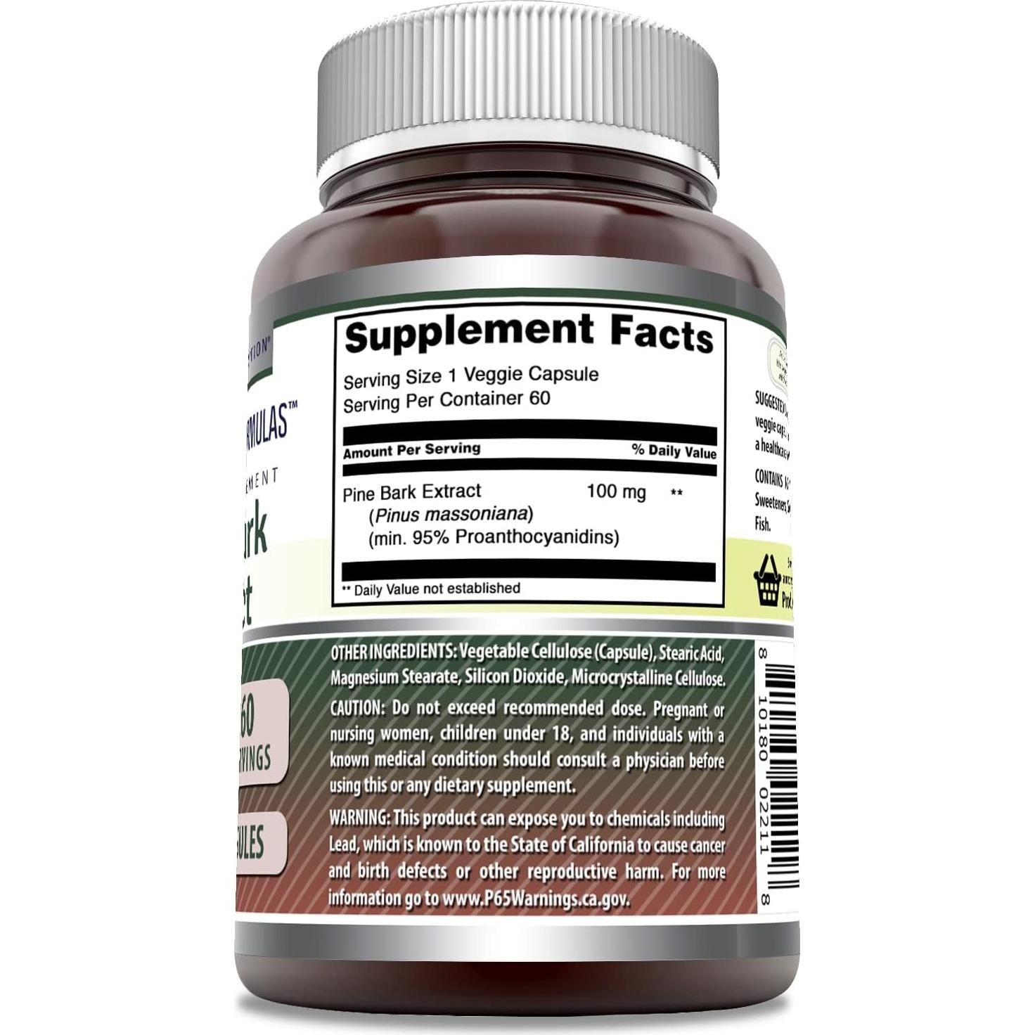 Extracto de Corteza de Pino Amazing Formulas 100mg 60 Cápsulas